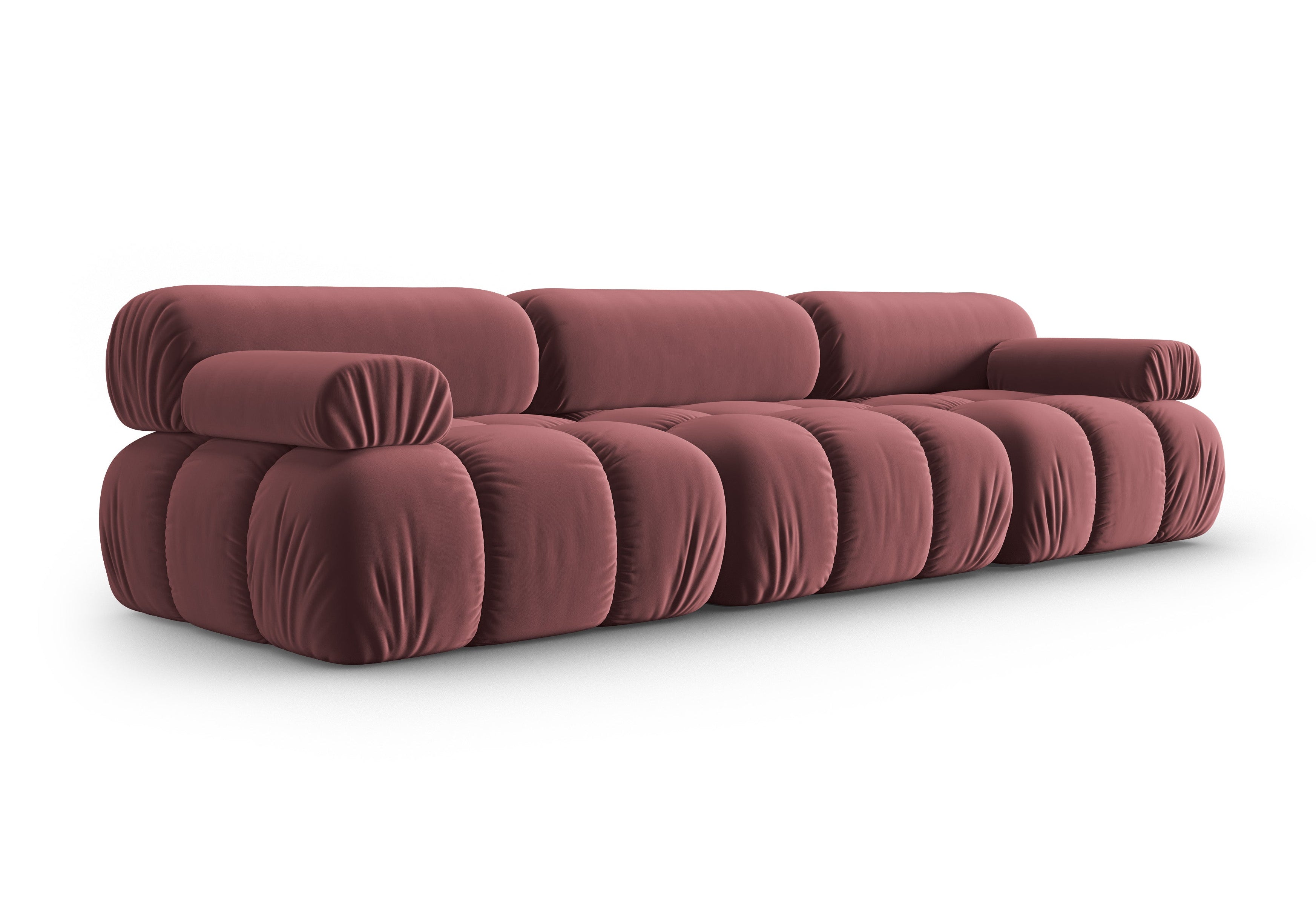CORTINA Pink Velvet 3-Seater Sofa