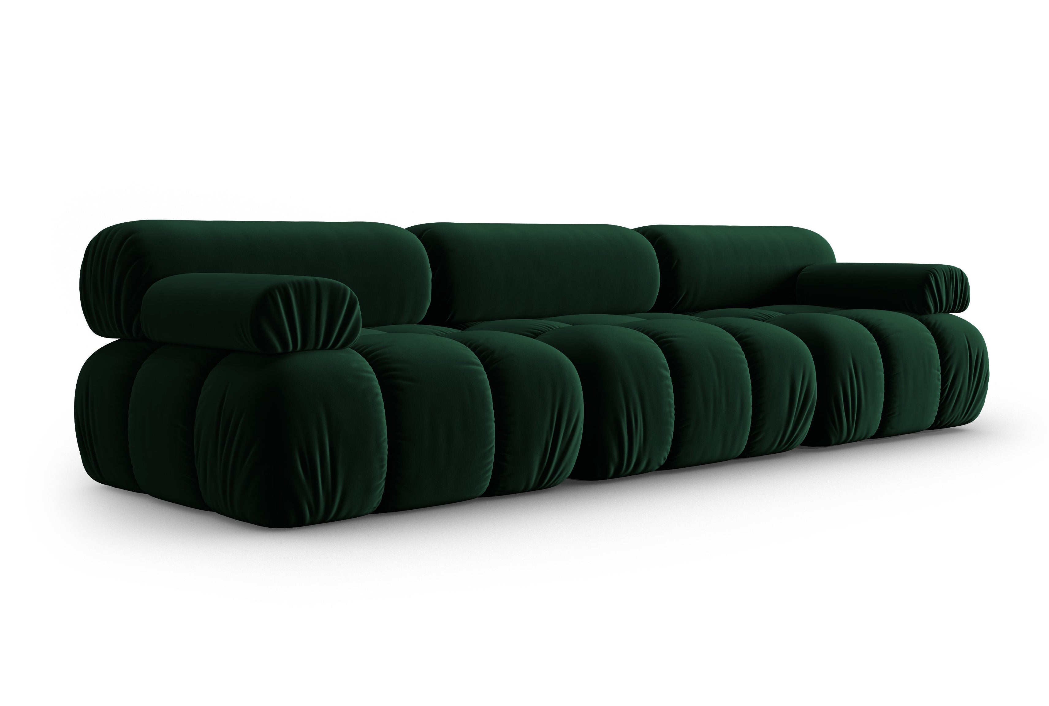 Sofa aus Samt 3-sitzig CORTINA flaschengrün