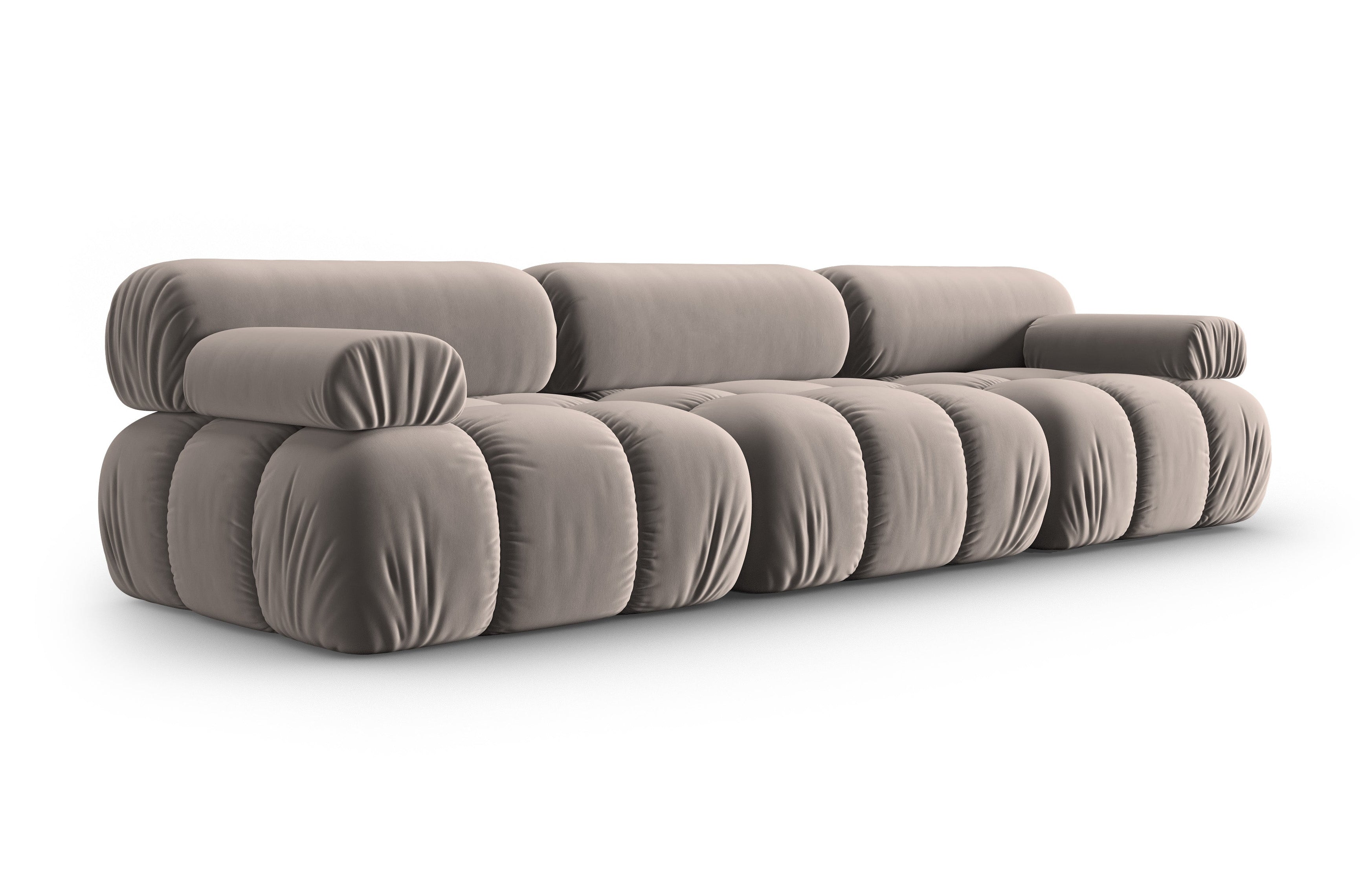 Cappuccino Velvet 3-Seater Sofa CORTINA