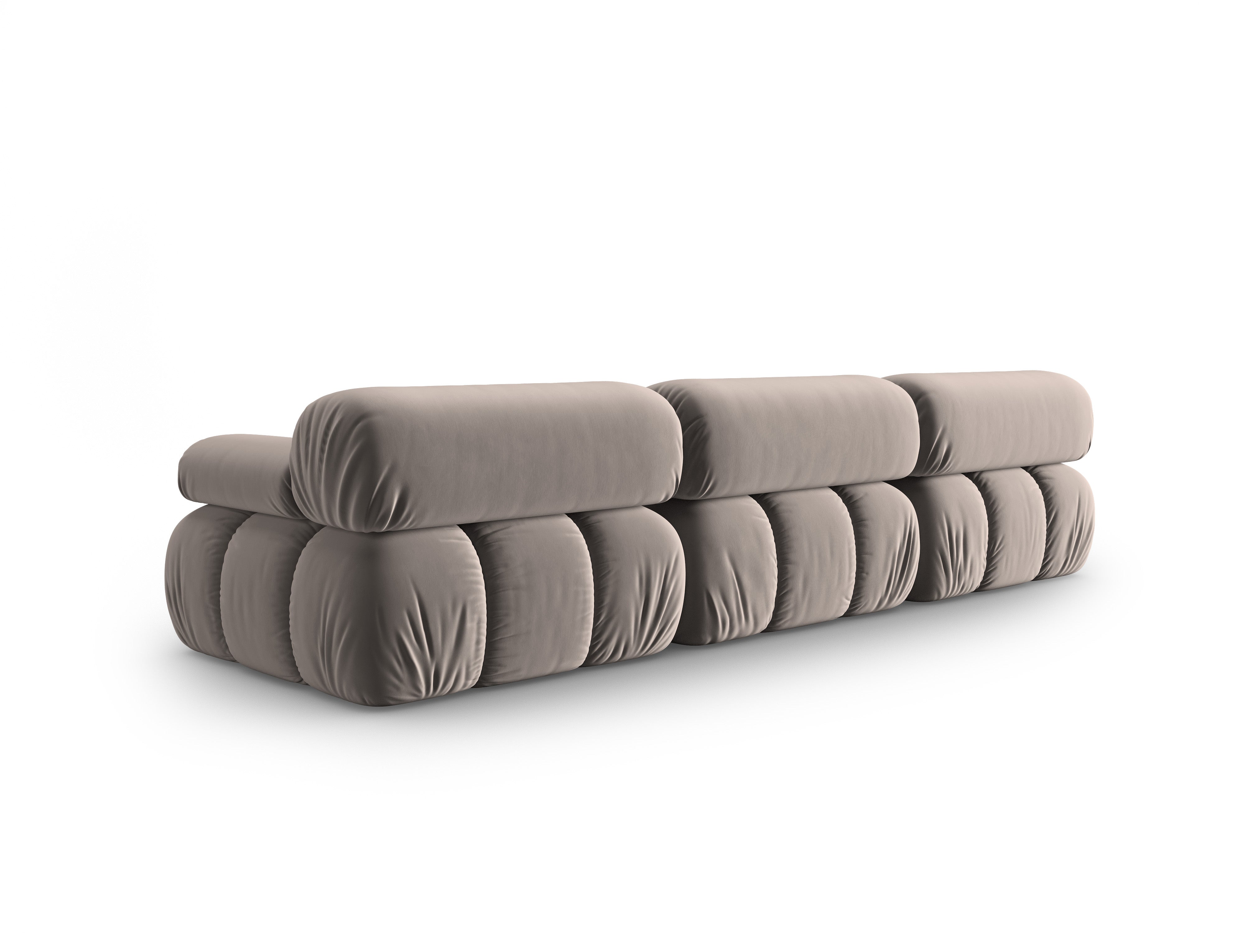Cappuccino Velvet 3-Seater Sofa CORTINA