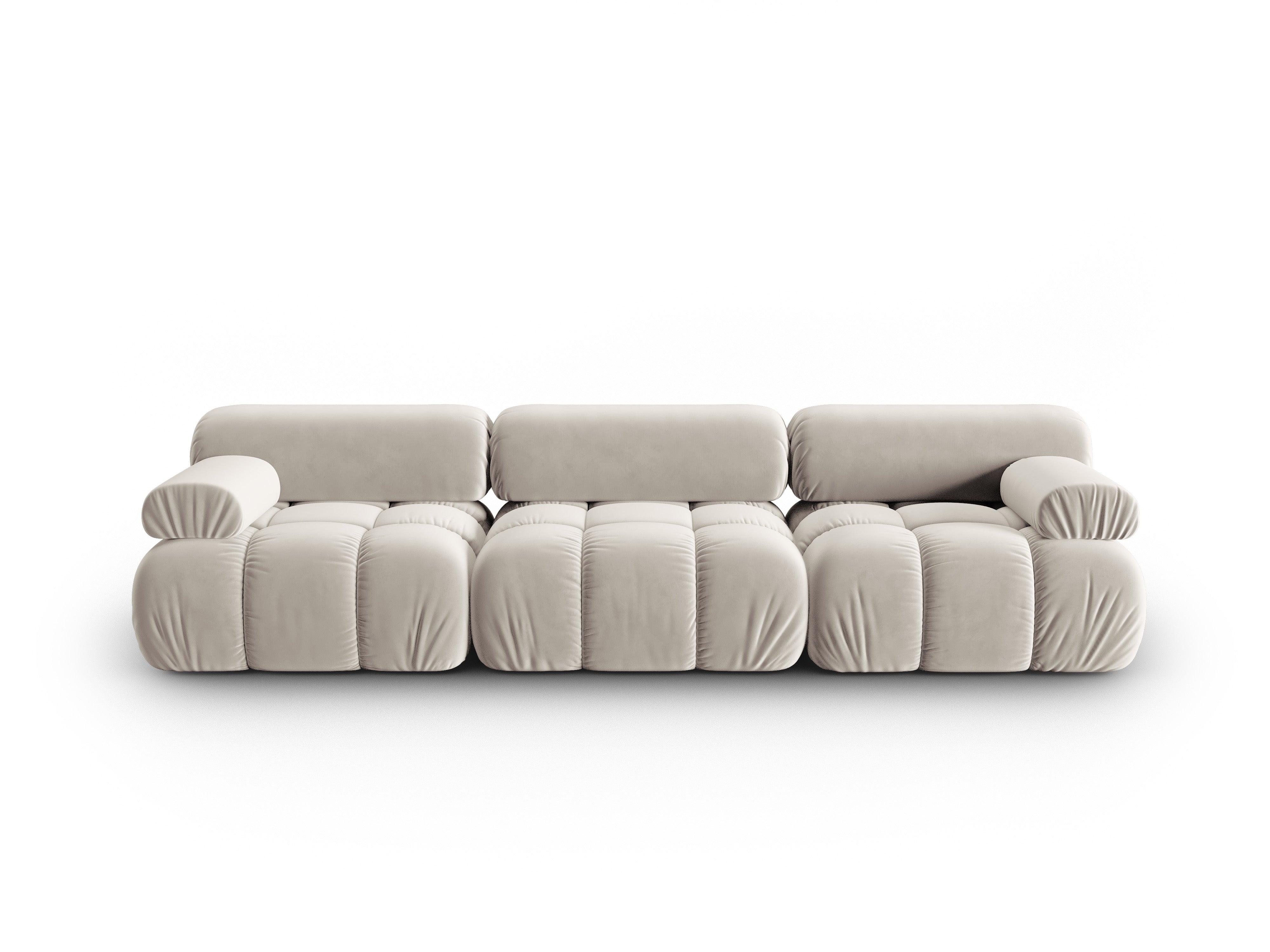 Cortina Beige Velvet 3-Seater Sofa