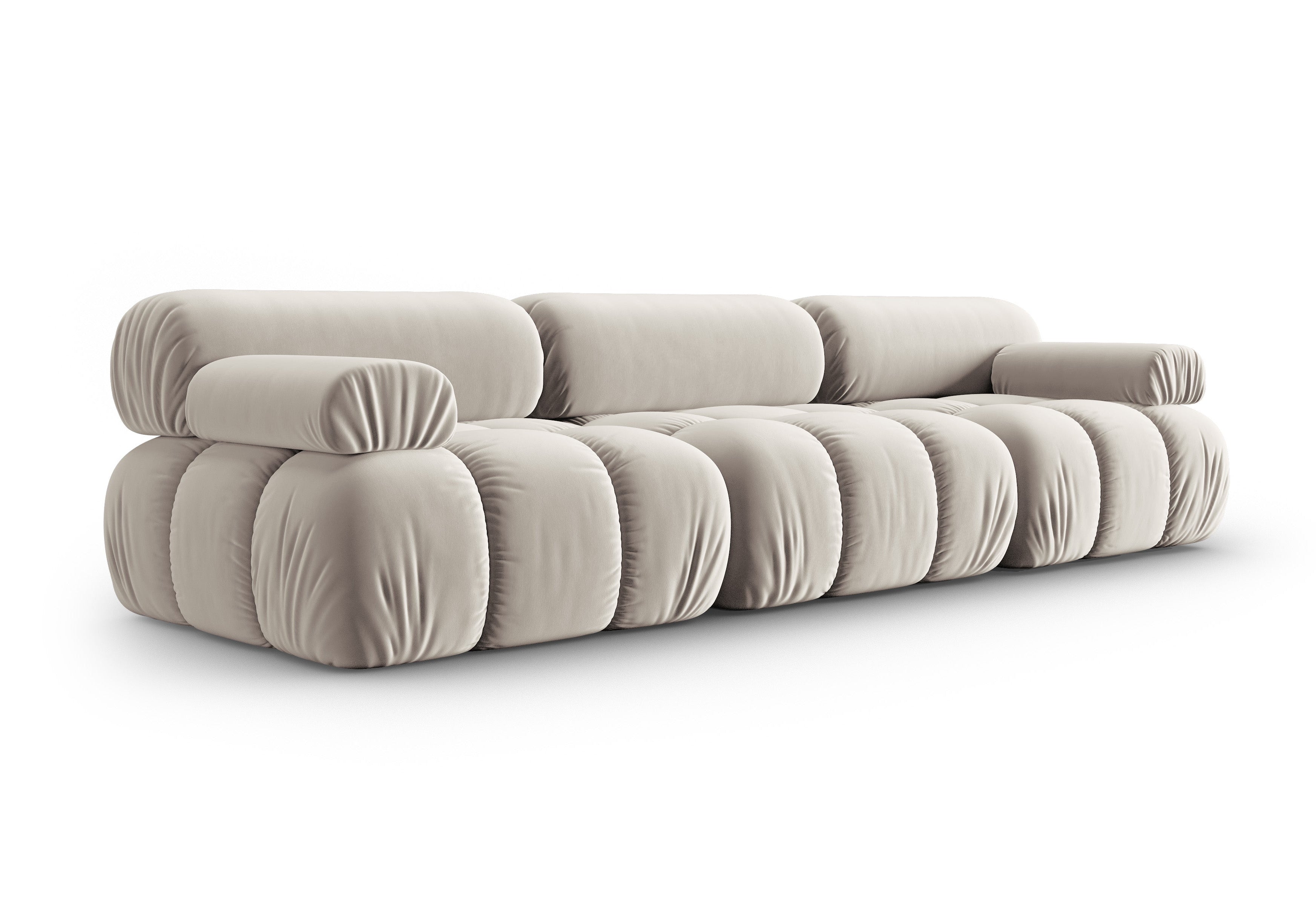 Cortina Beige Velvet 3-Seater Sofa