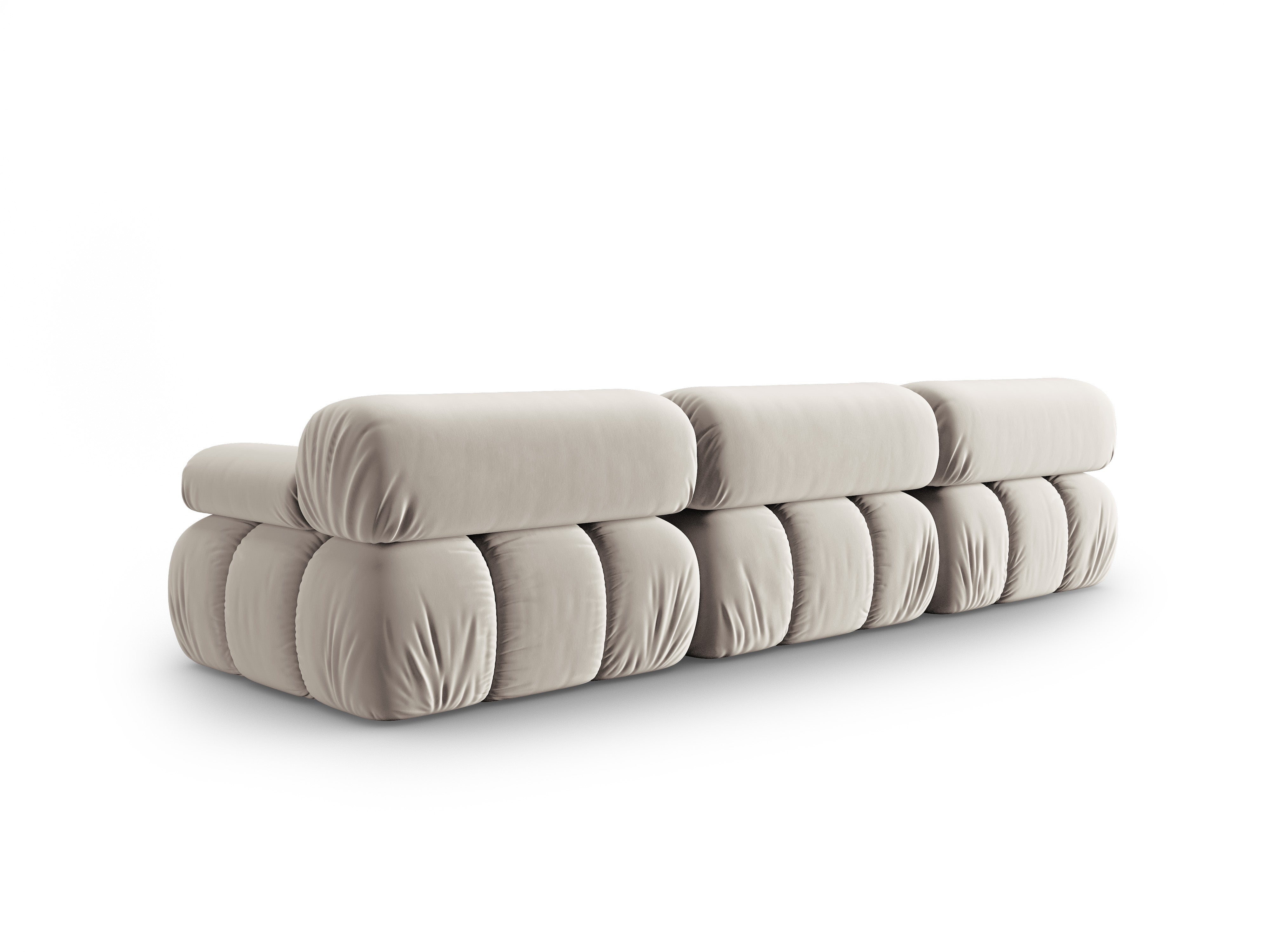 Cortina Beige Velvet 3-Seater Sofa