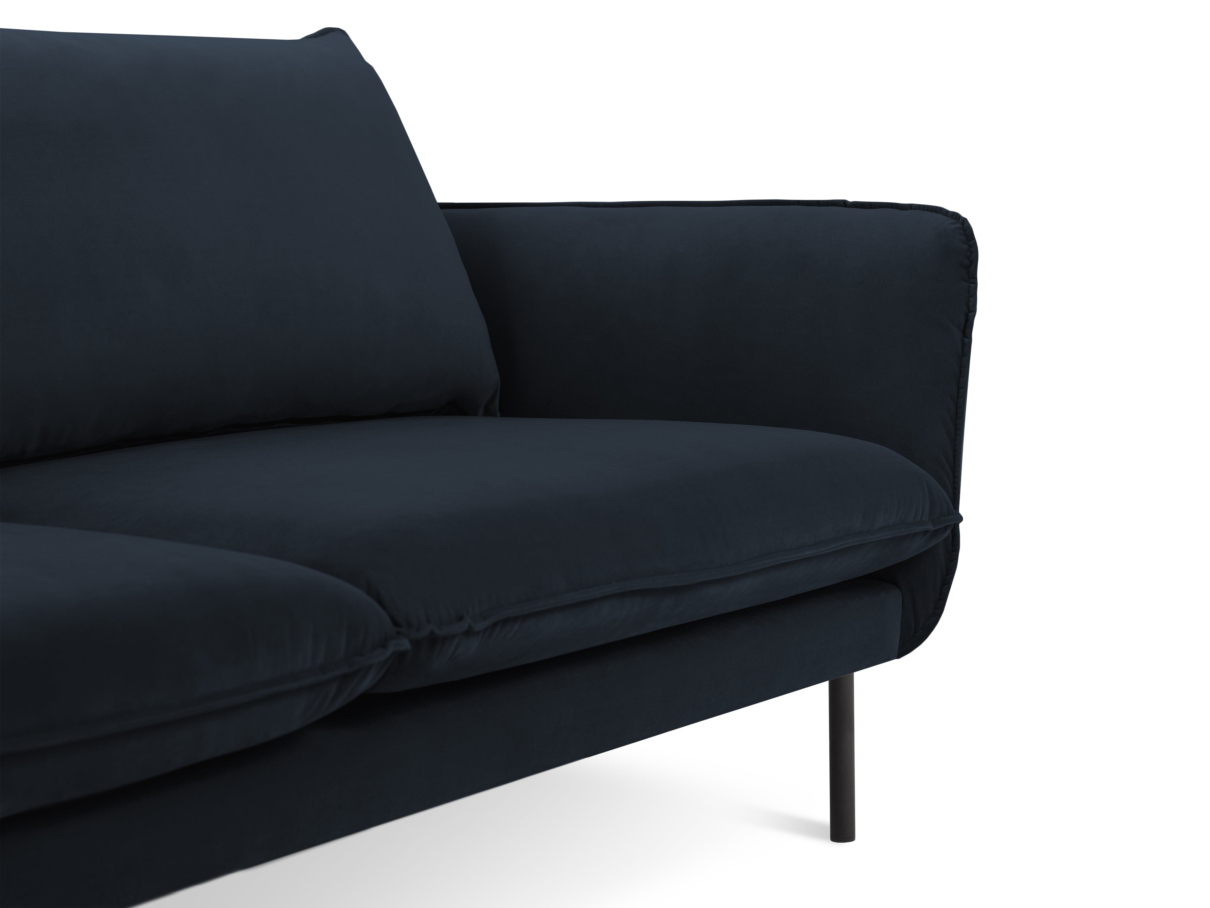 Velvet sofa 3-seater VIENNA dark blue with black base
