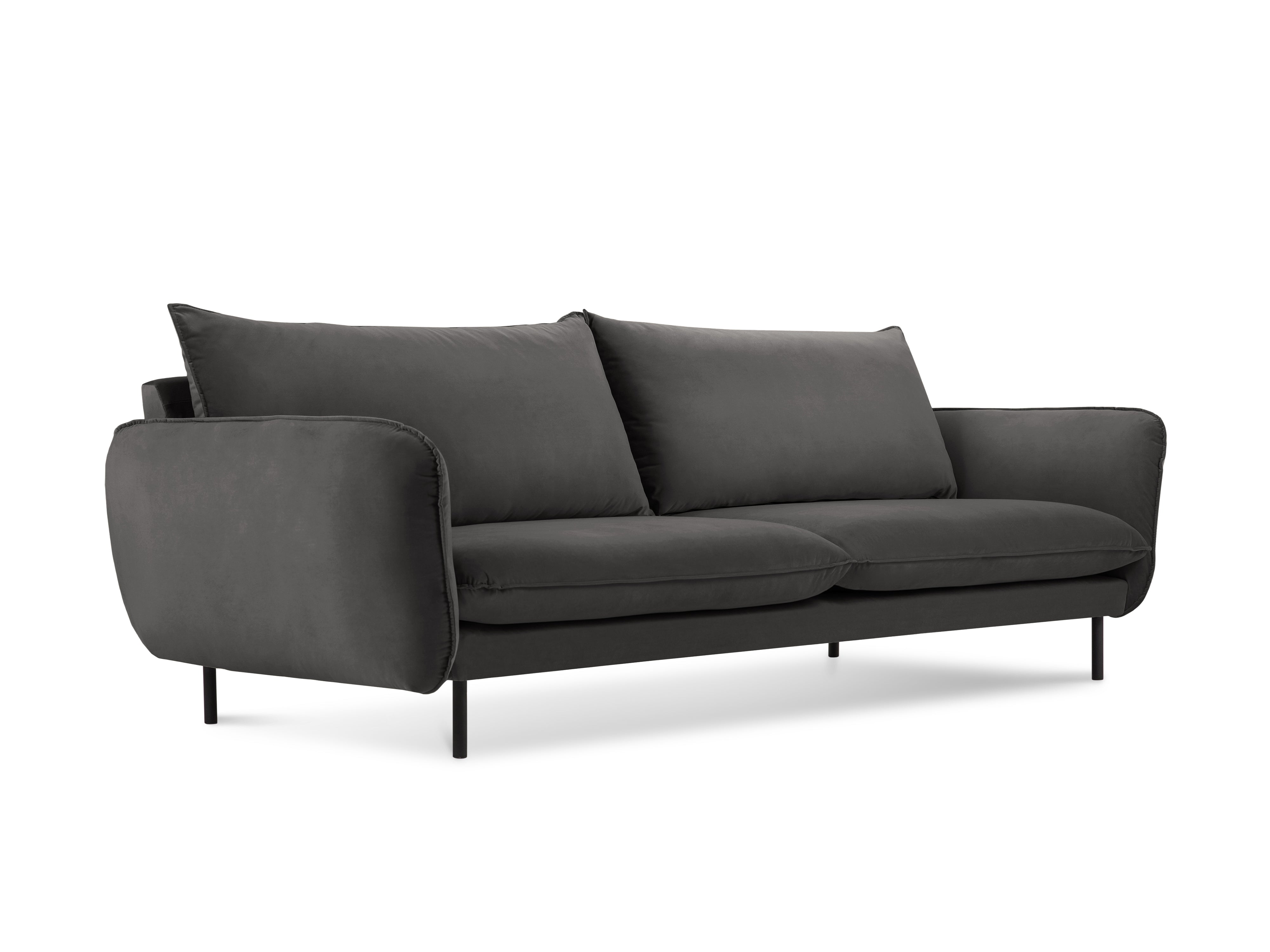 Velvet sofa 3-seater VIENNA dark gray with black base