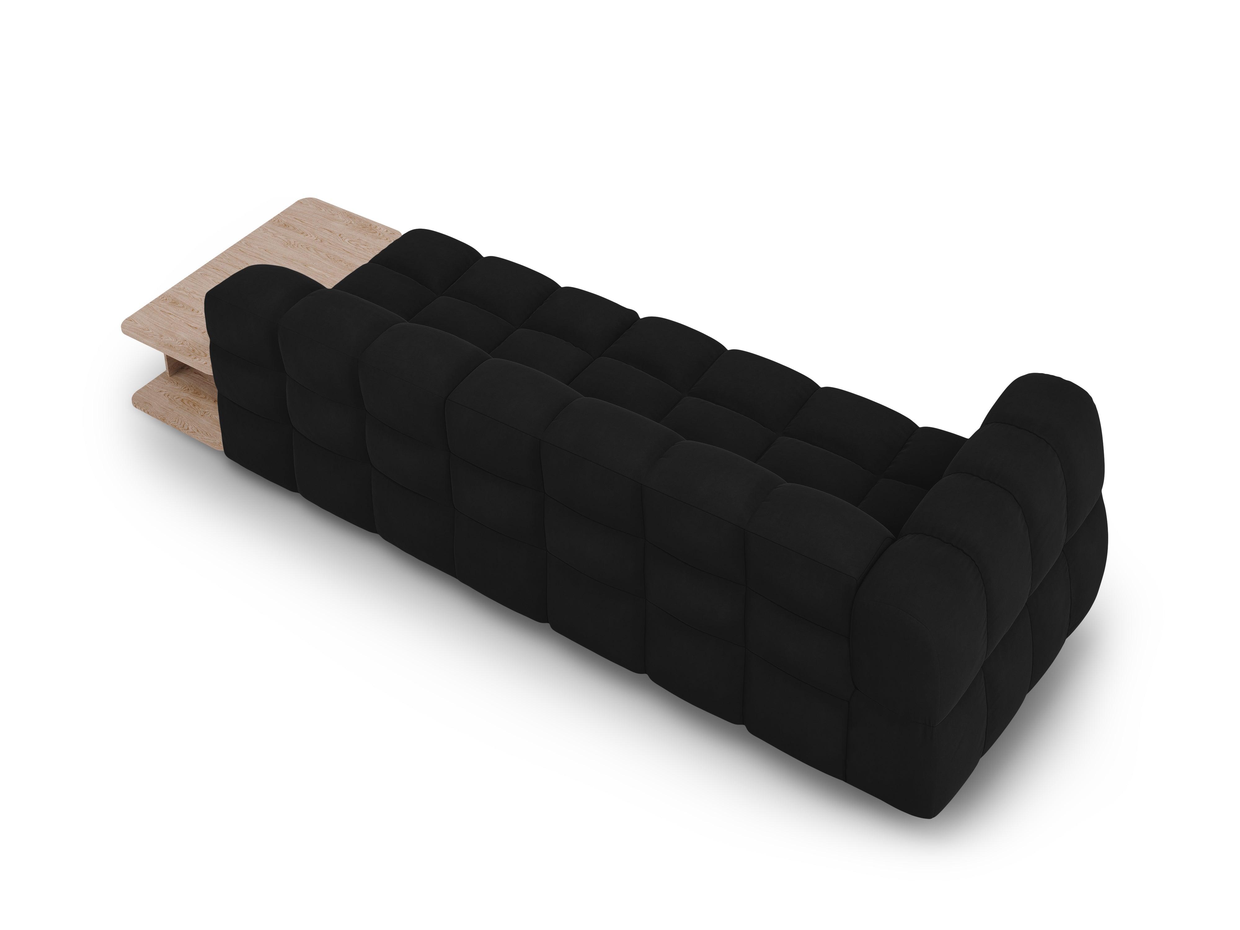 Sofa aksamitna prawostronna 4-osobowa otwarta ze stolikiem SKY czarny Cosmopolitan Design Eye on Design