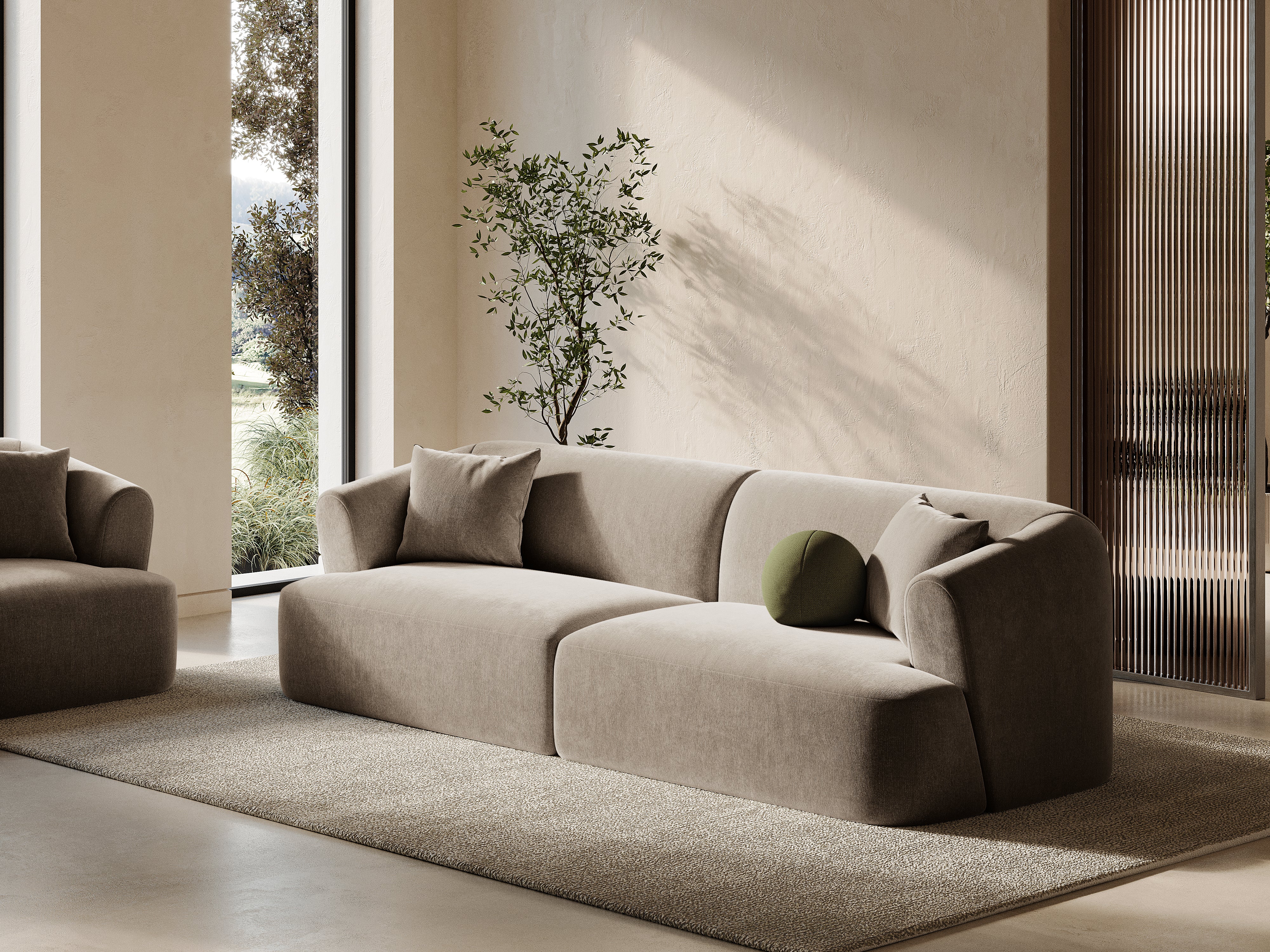 Sofa aus Samt für 4 Personen CAMPI dunkelbeige