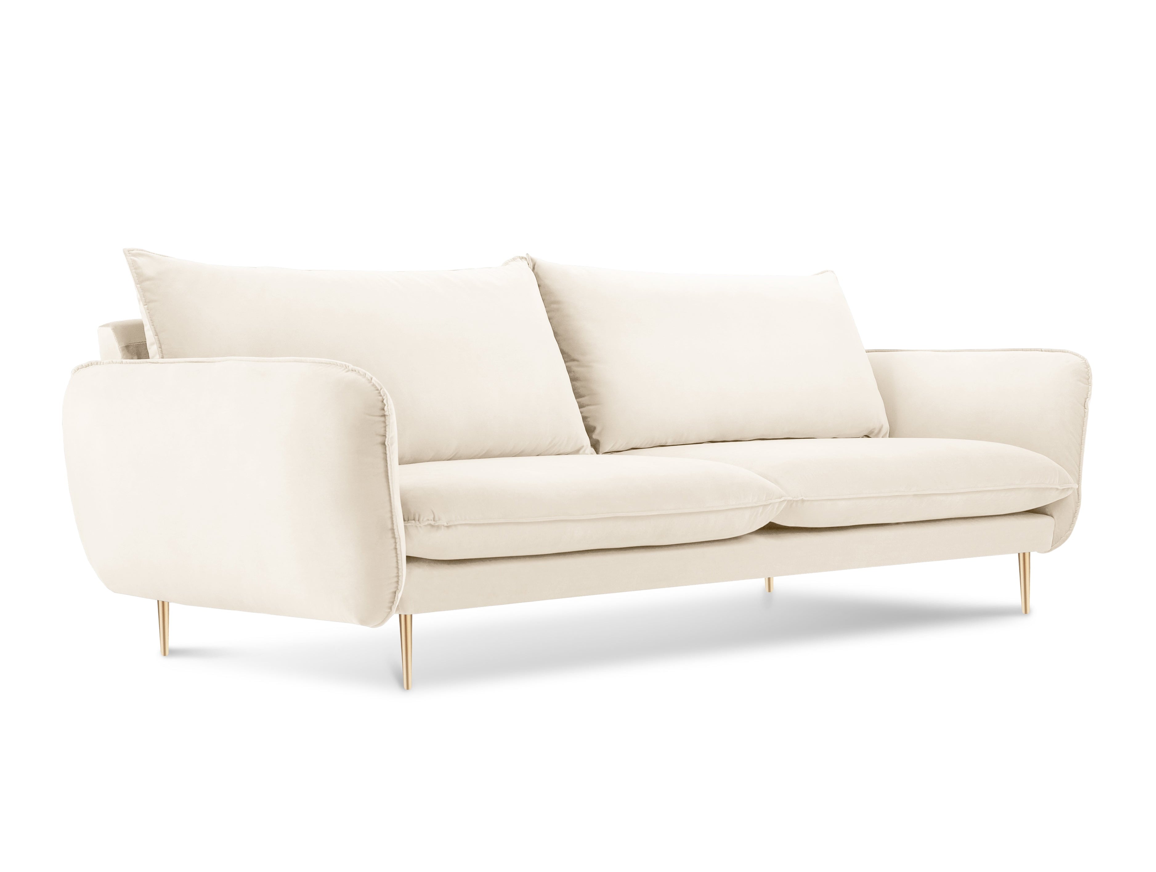 Velvet sofa for 4 people VIENNA beige with a golden base
