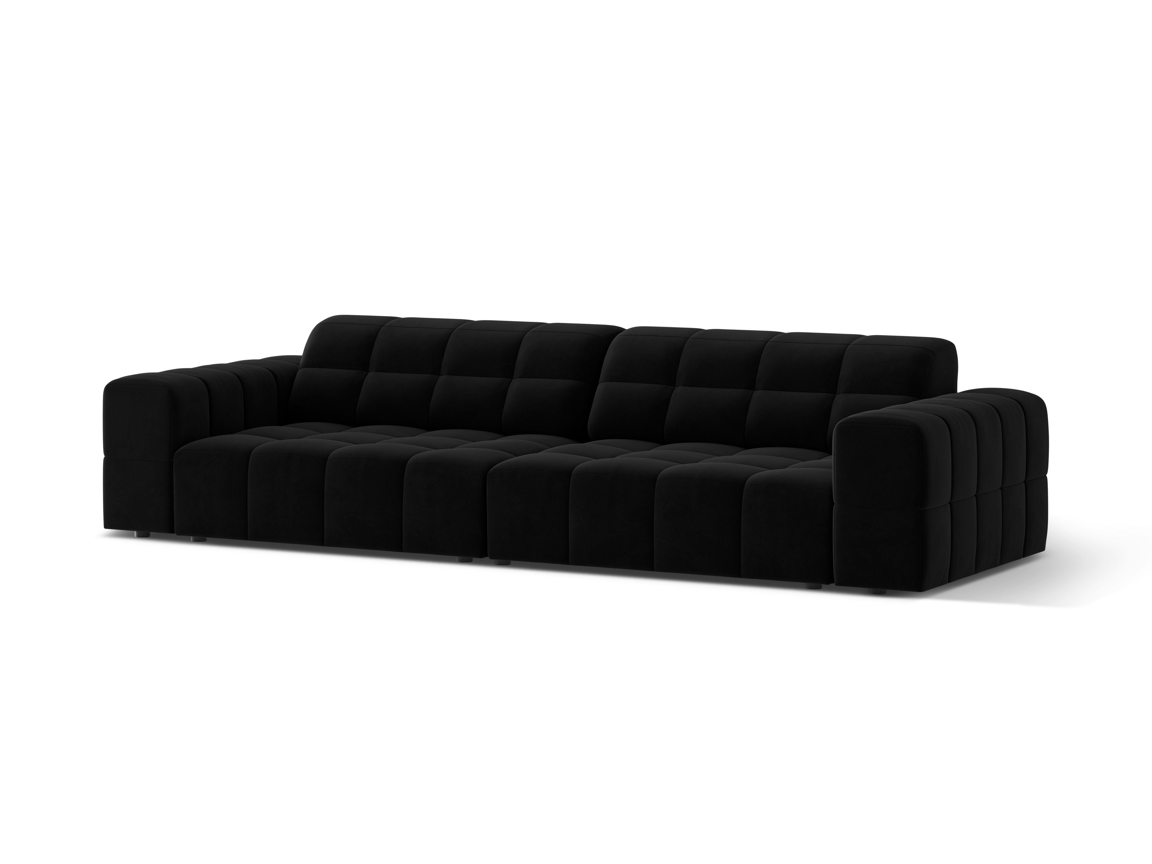 Schwarzes 4-Sitzer-Samtsofa