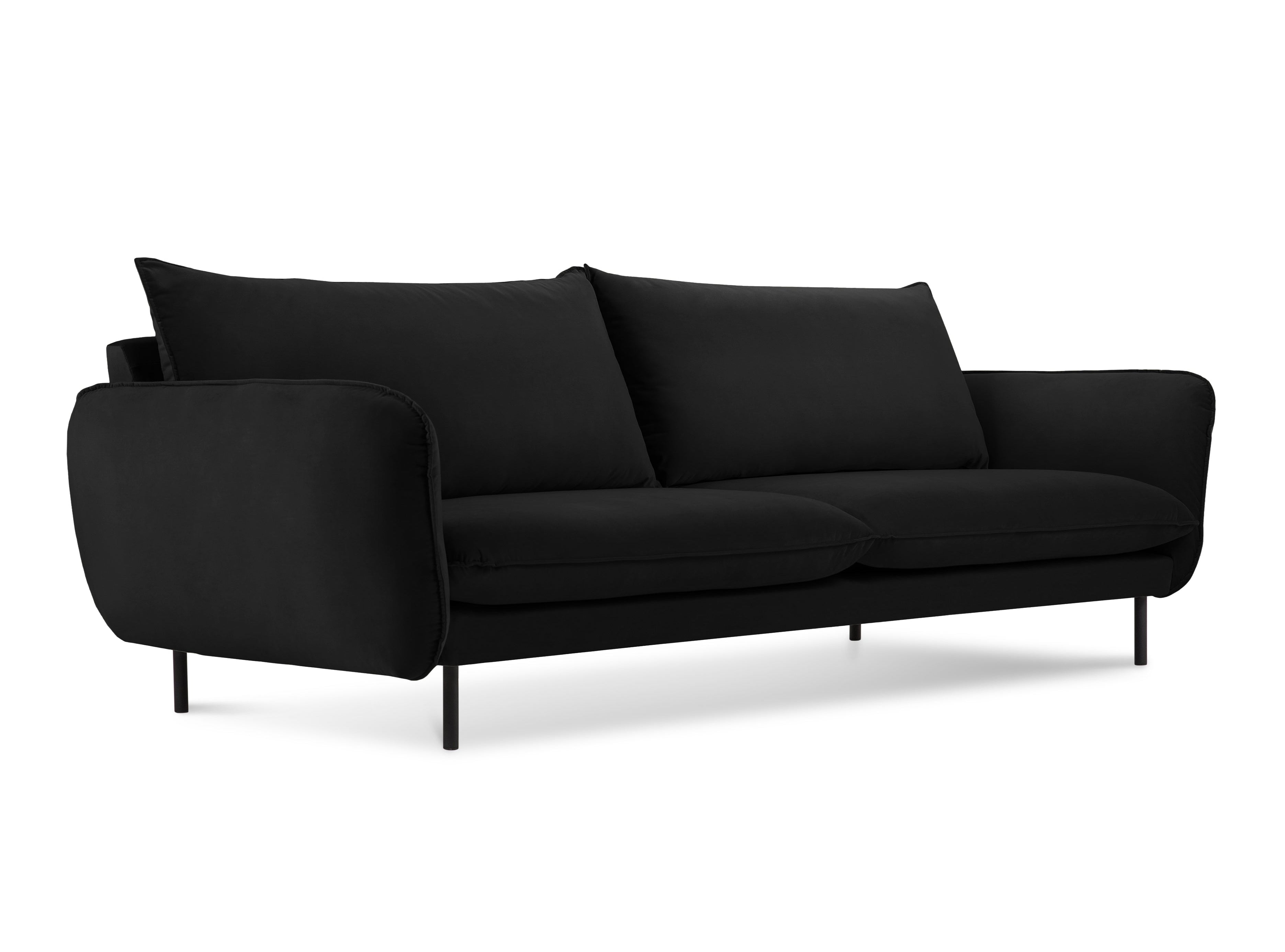 Velvet sofa for 4 people VIENNA black with black base