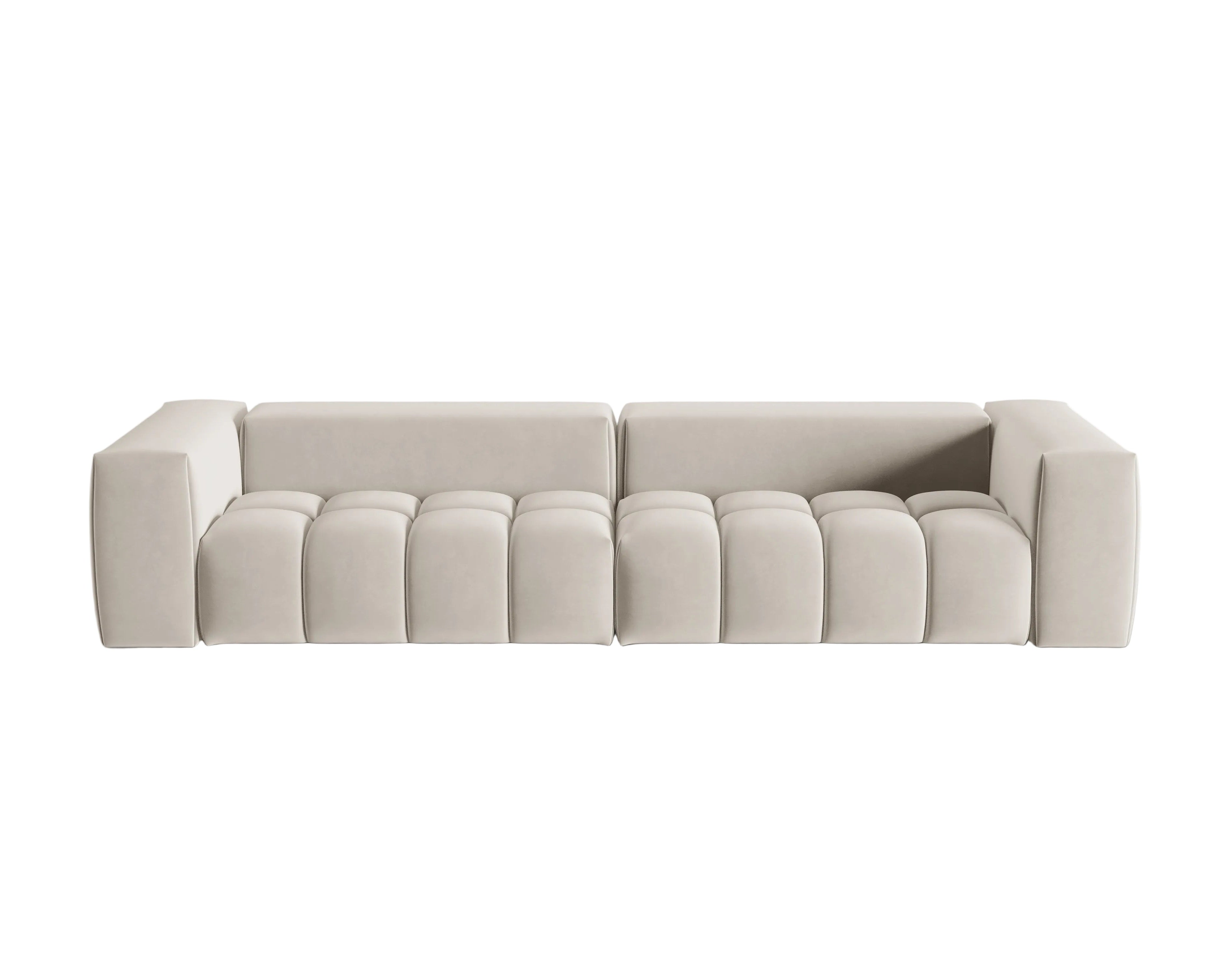 Velvet Sofa for 5 People VERONA ecru