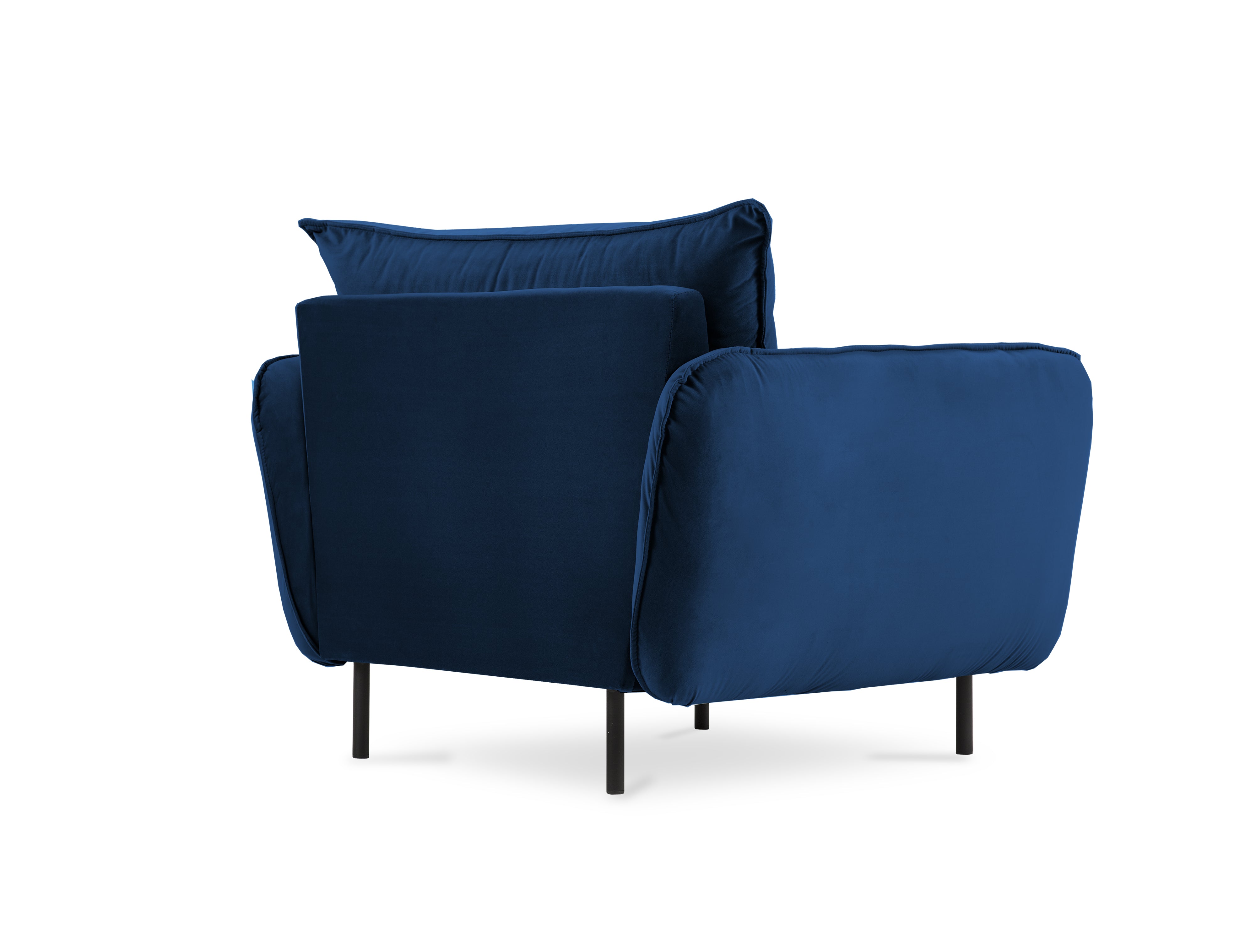 Velvet armchair VIENNA royal blue with black base