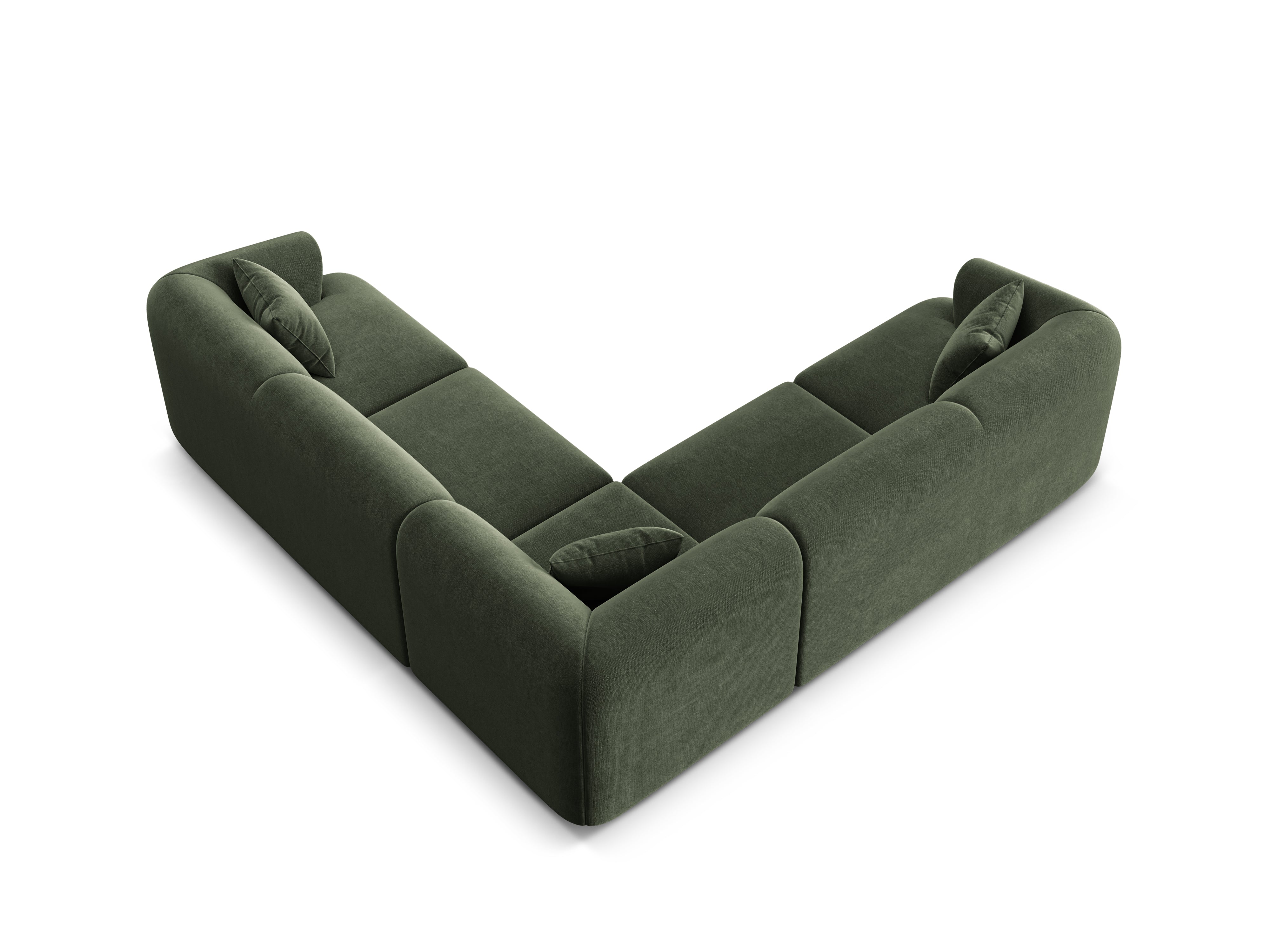 Symmetrical Velvet Corner Sofa for 4 People CAMPI Green