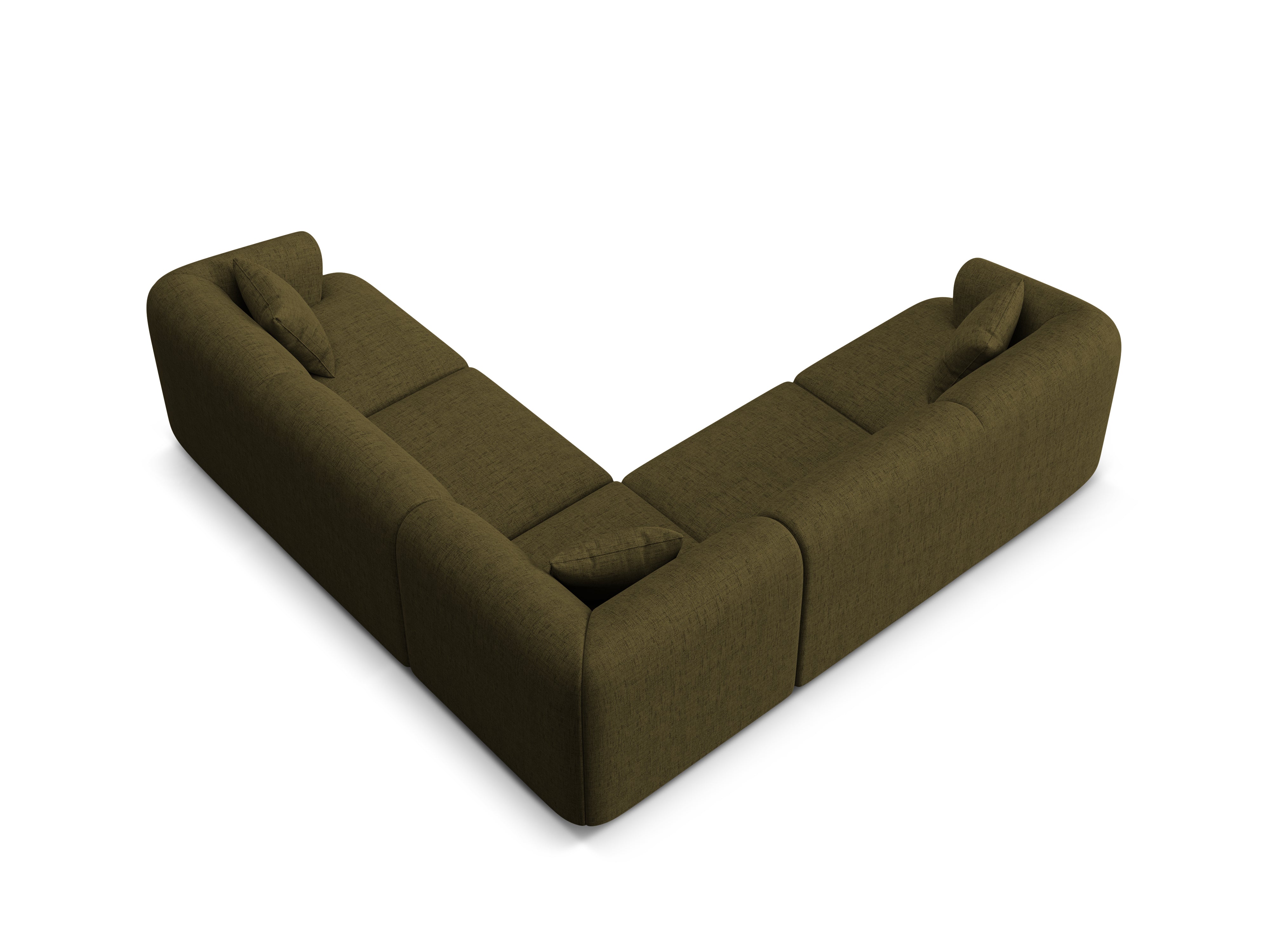 Symmetrische 4-Sitzer-Couch CAMPI in grünem Chenille