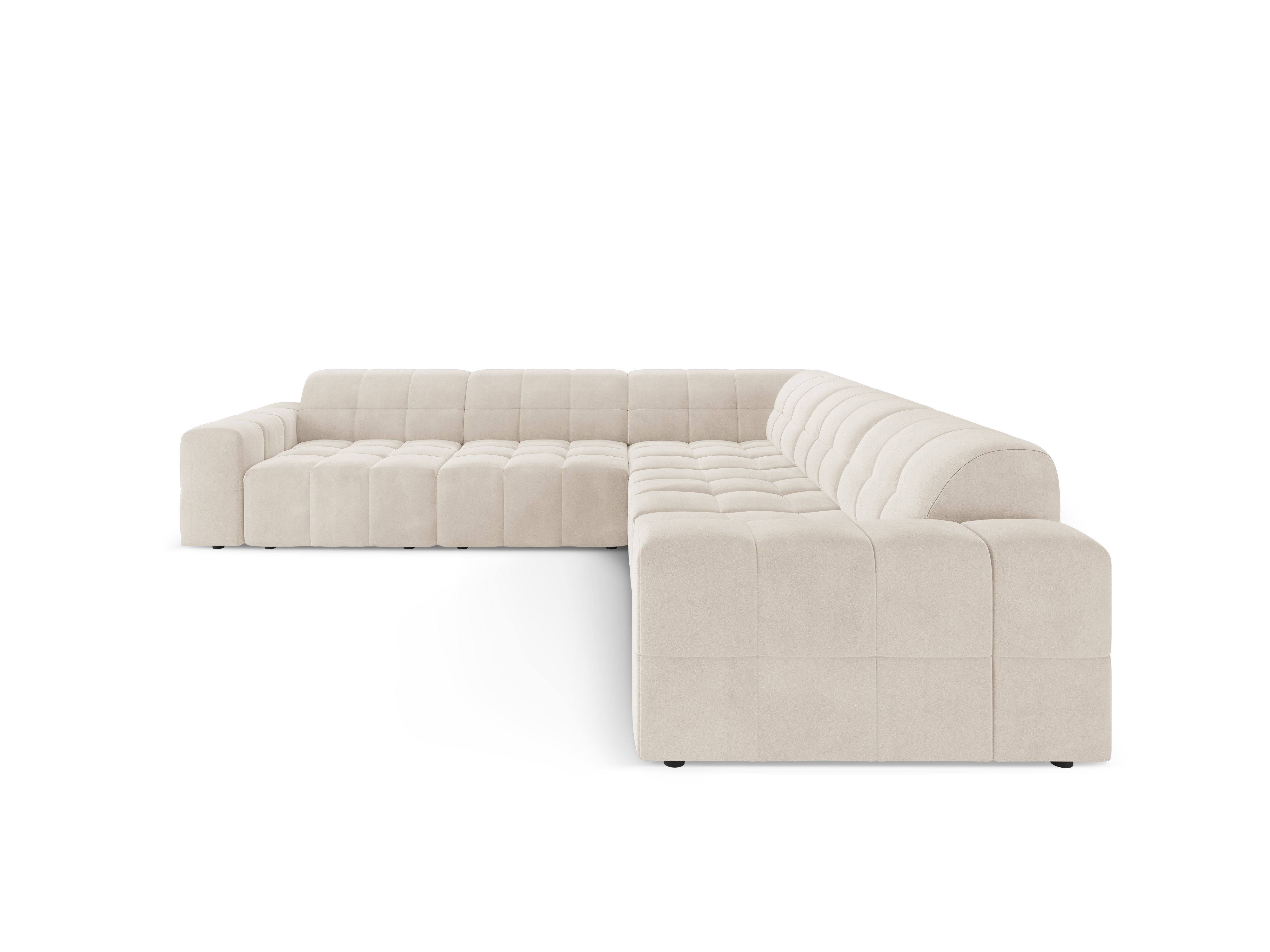 Symmetrische Samt-Eckcouch CHICAGO hellbeige