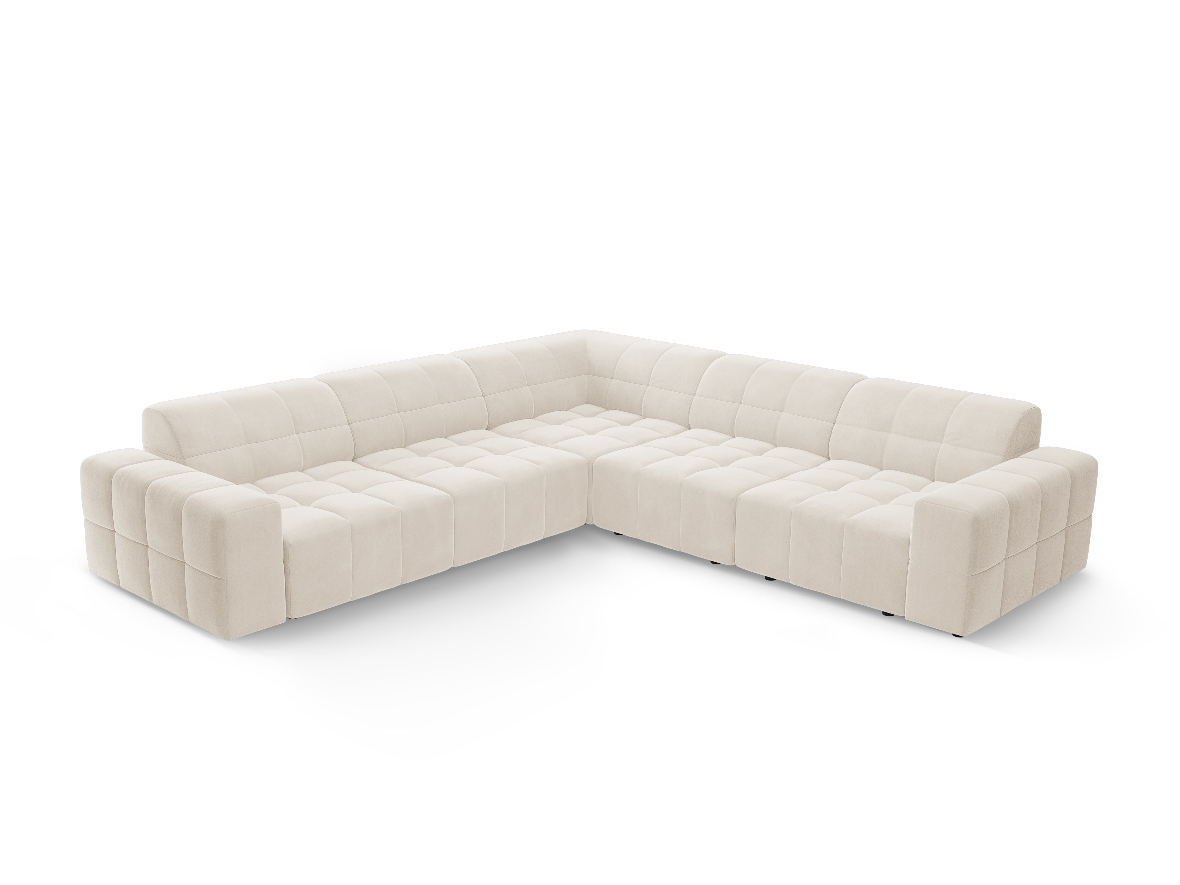 Symmetrische Samt-Eckcouch CHICAGO hellbeige