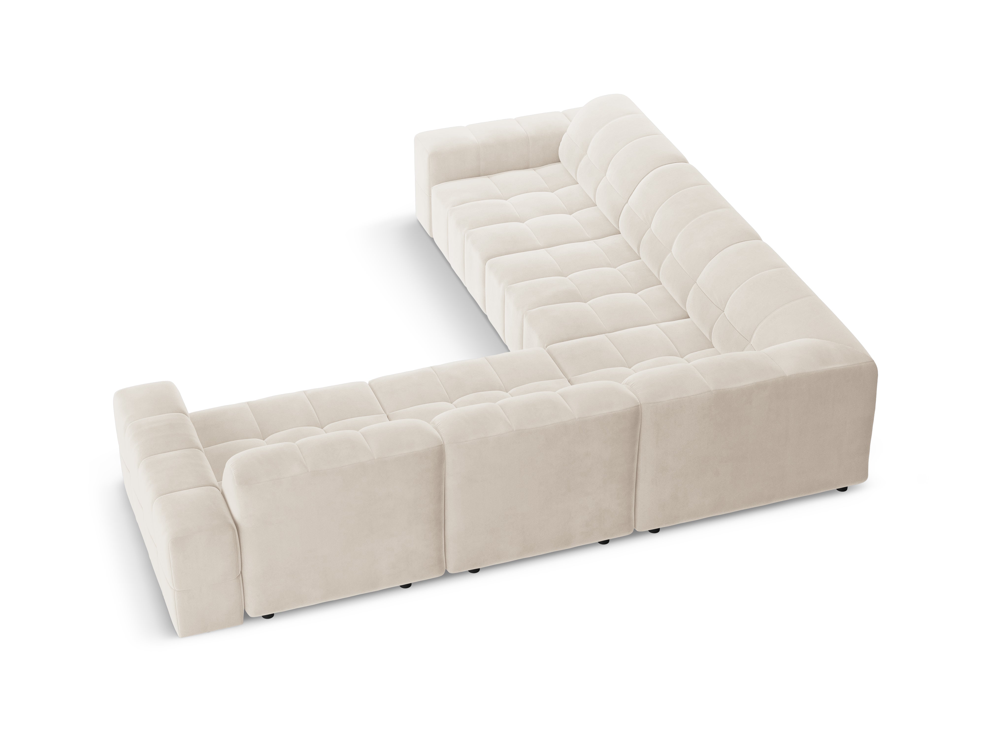 Symmetrische Samt-Eckcouch CHICAGO hellbeige