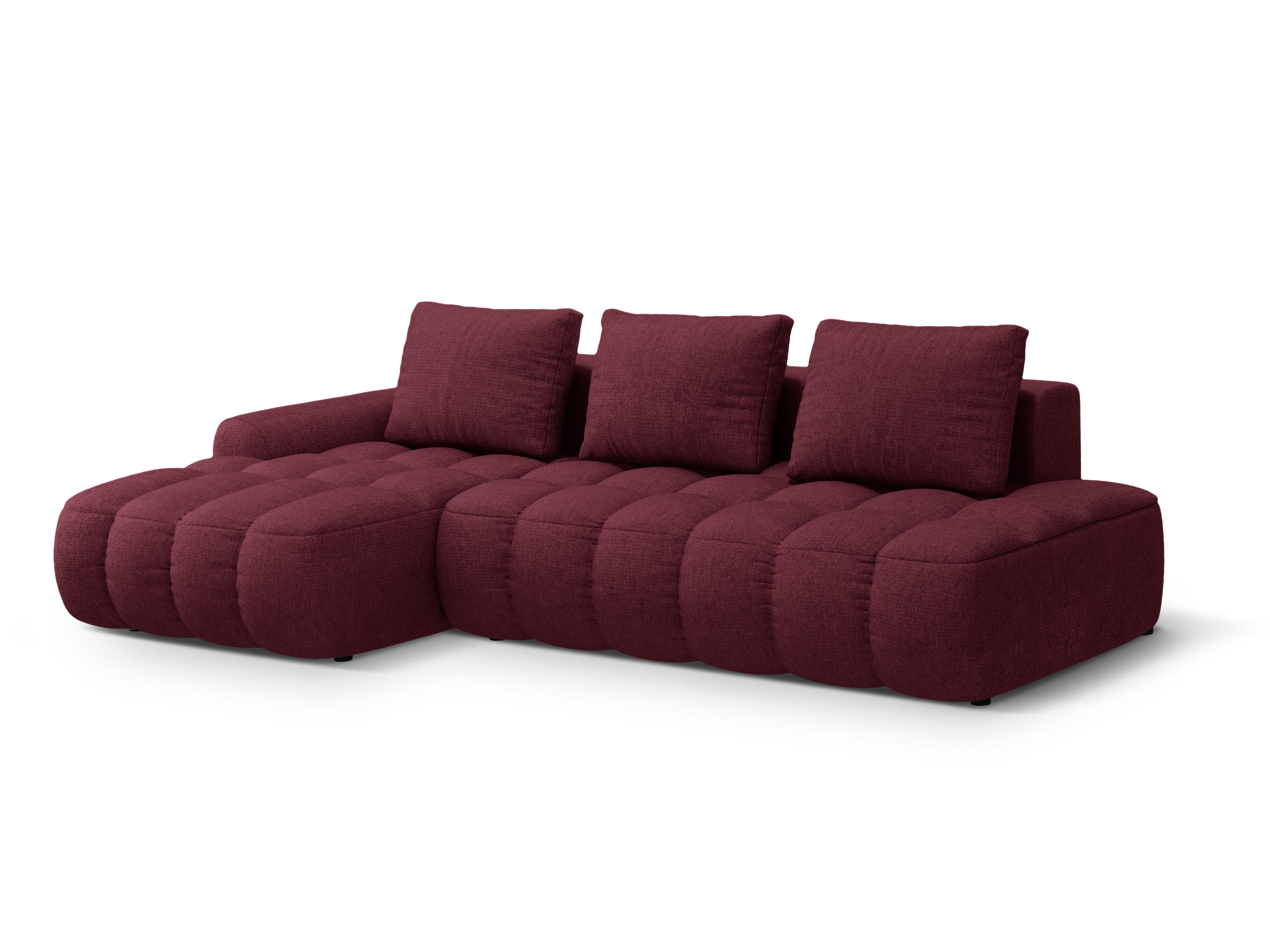 Linksseitige Schlafcouch für 3 Personen LINZ bordeauxrot