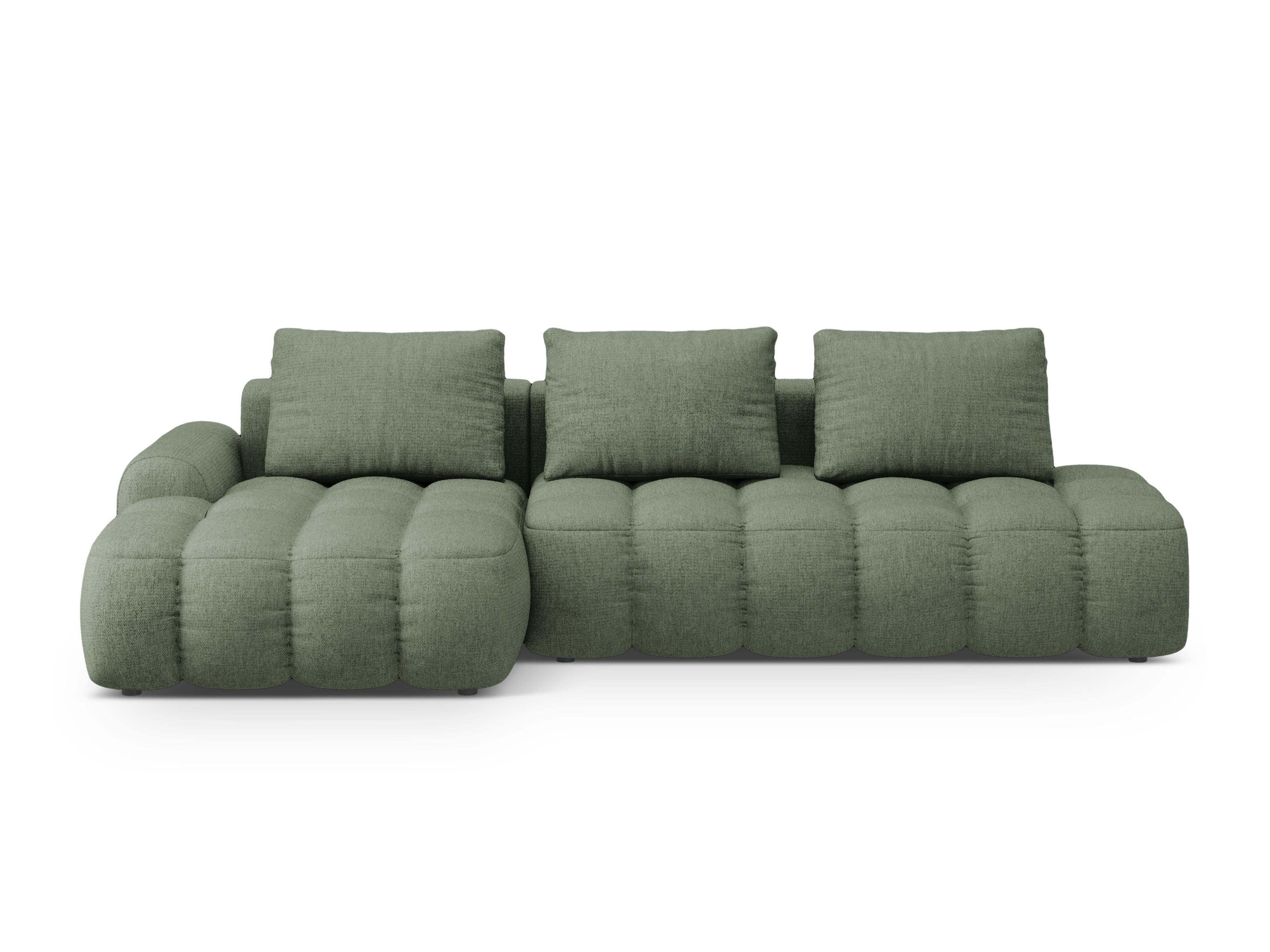 Left-sided corner sofa bed for 3 people LINZ olive