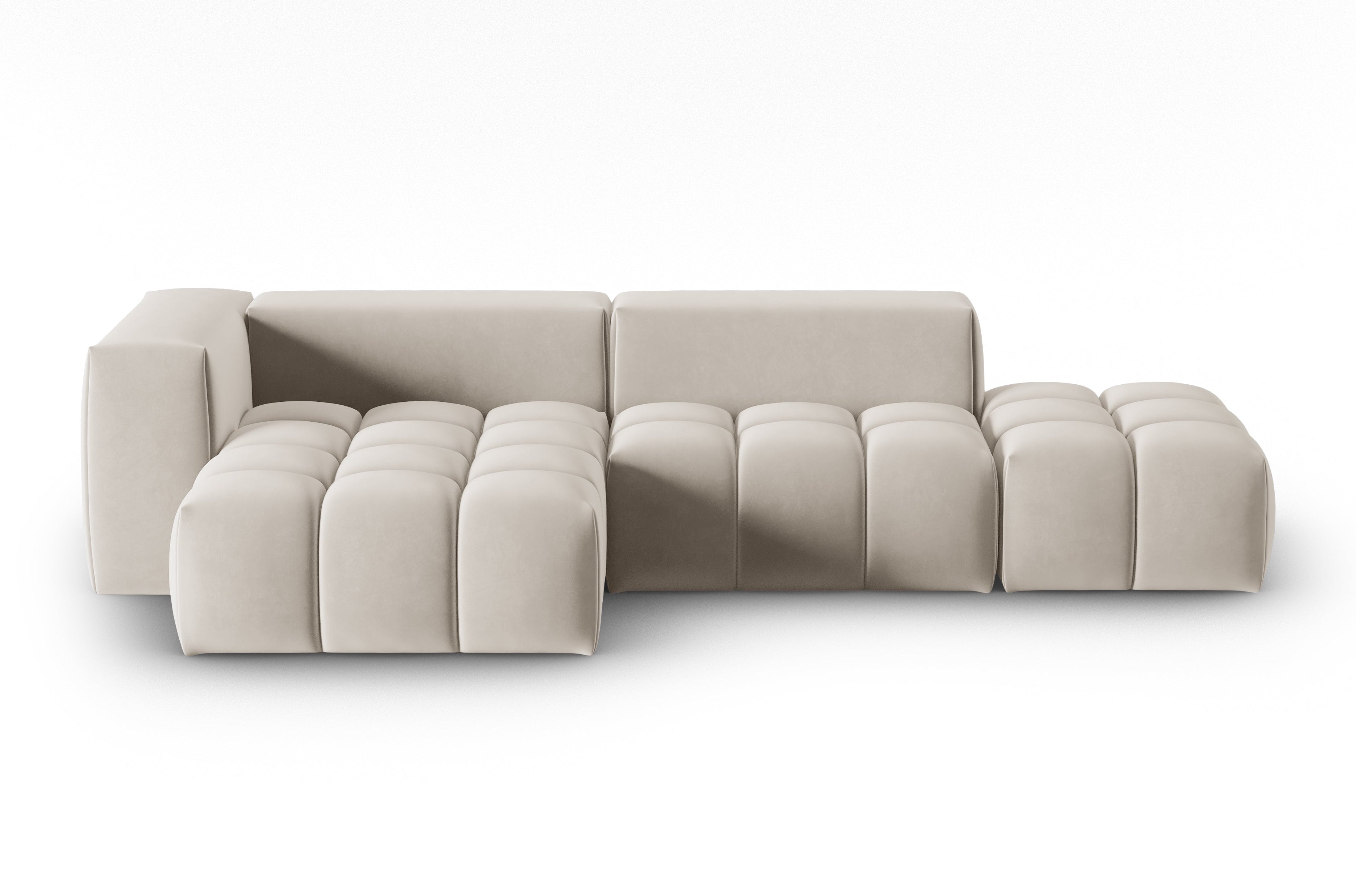 4-sitziges offenes Samt-Ecksofa linksseitig VERONA ecru