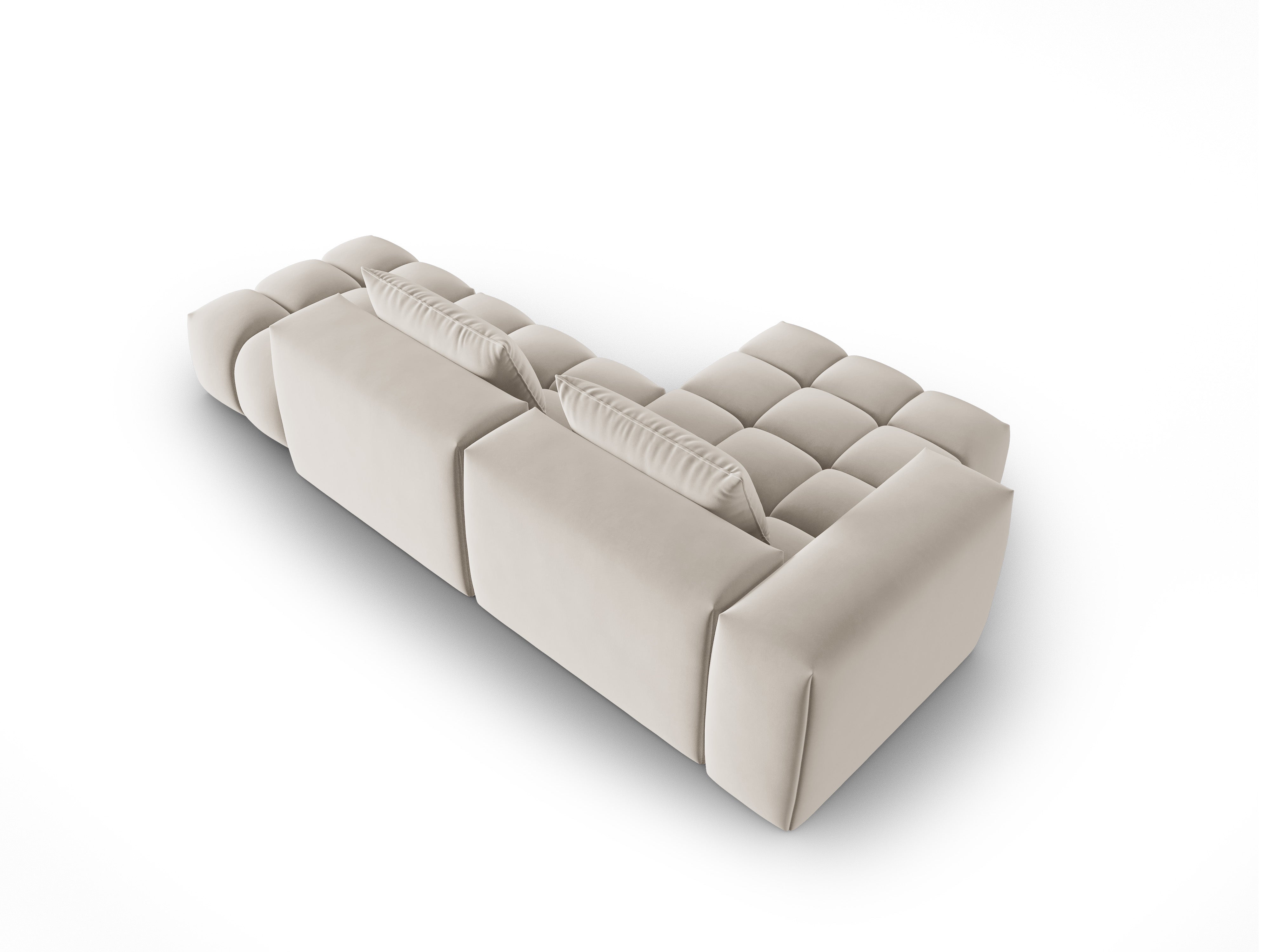 4-sitziges offenes Samt-Ecksofa linksseitig VERONA ecru