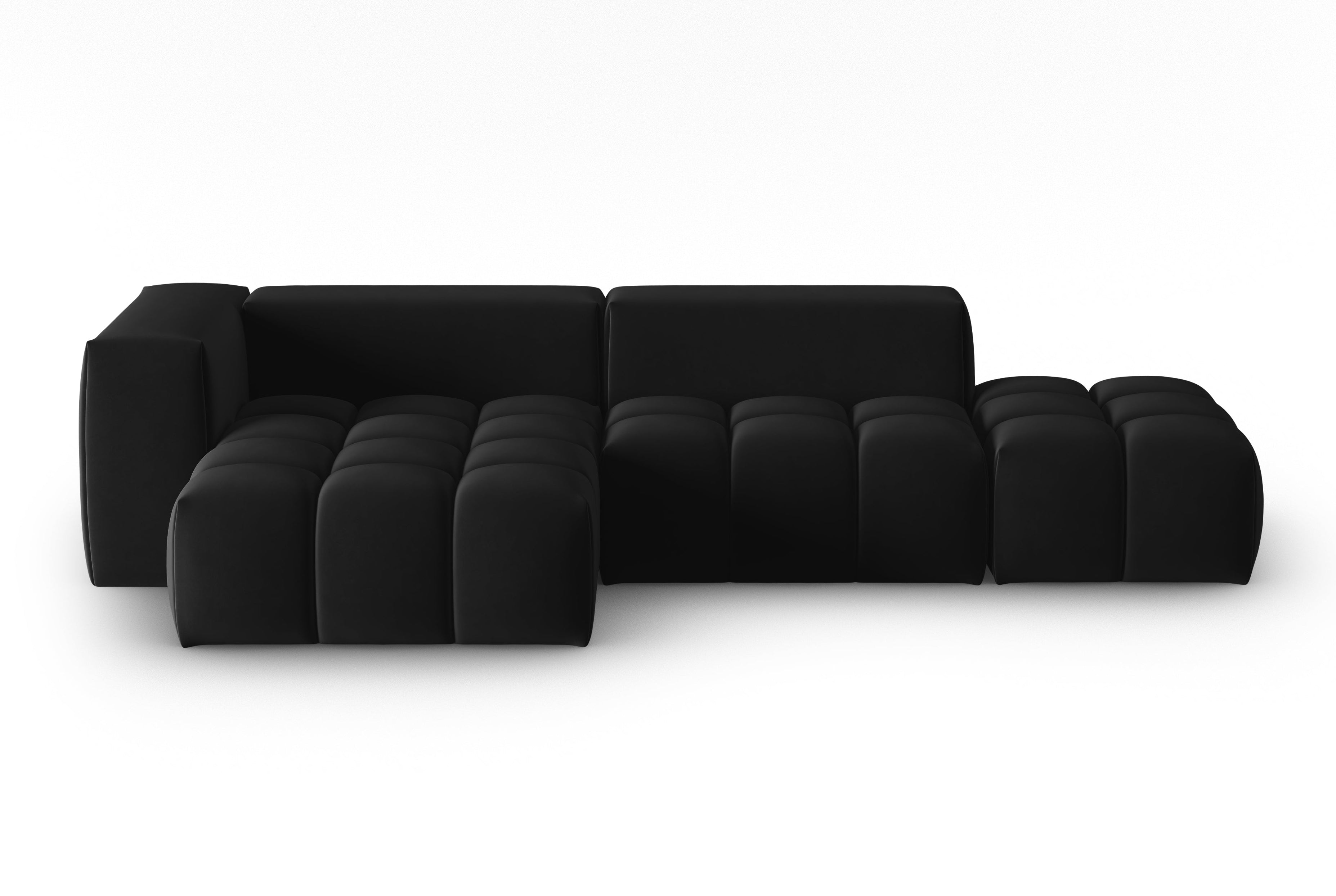 4-sitziges offenes Samt-Ecksofa linksseitig VERONA schwarz