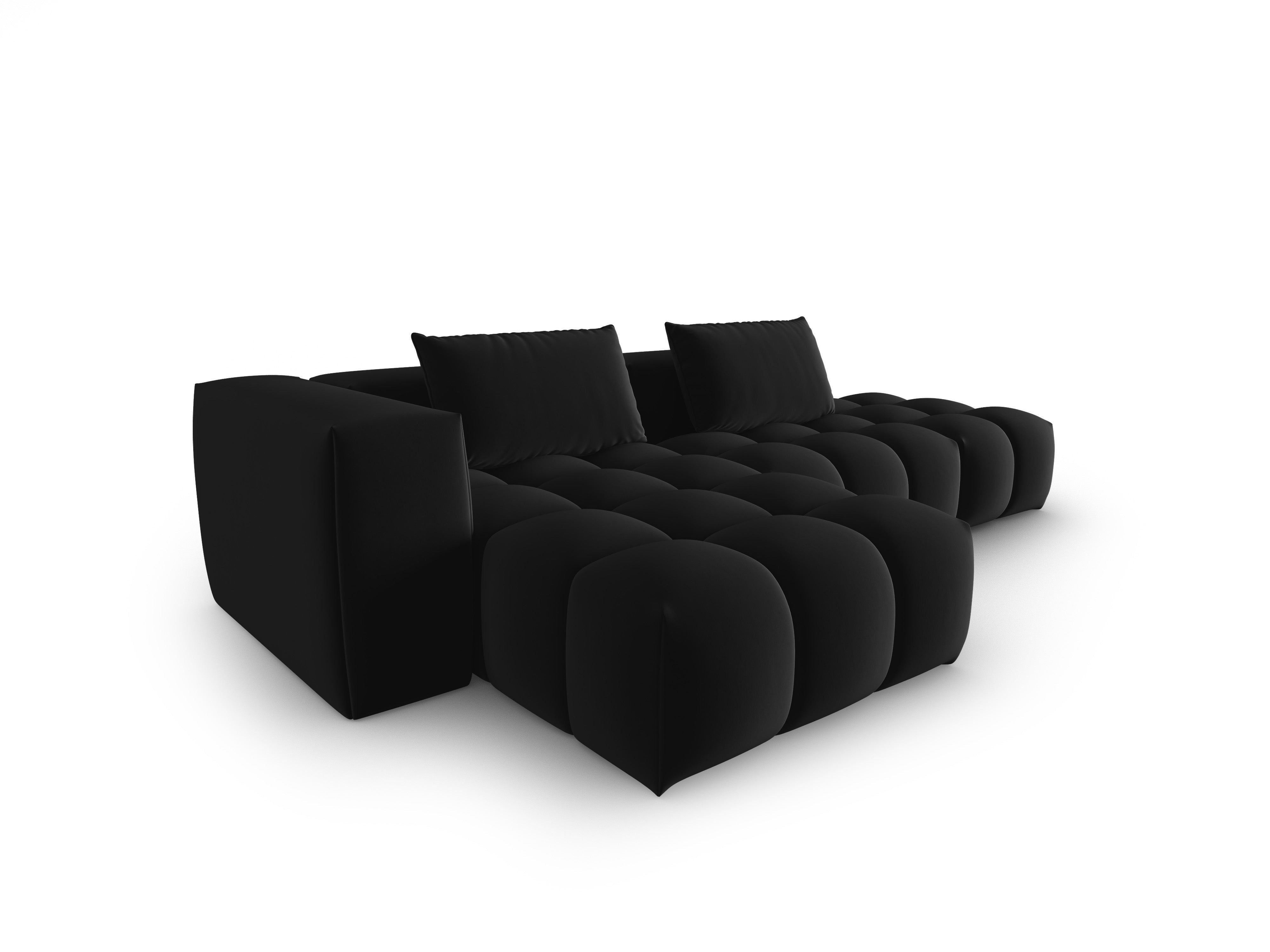 4-sitziges offenes Samt-Ecksofa linksseitig VERONA schwarz