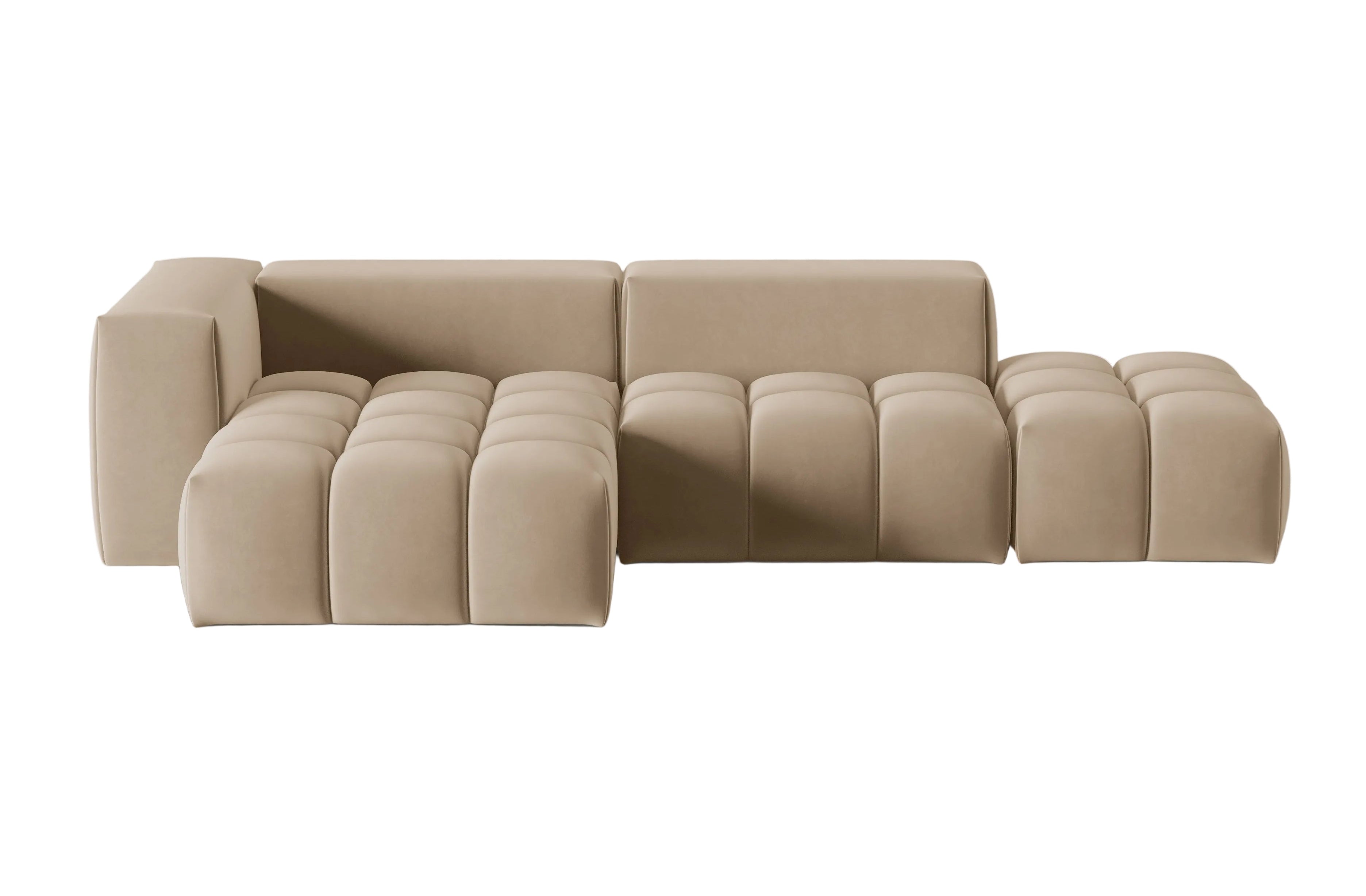 4-sitziges offenes Samt-Ecksofa linksseitig VERONA sandfarben