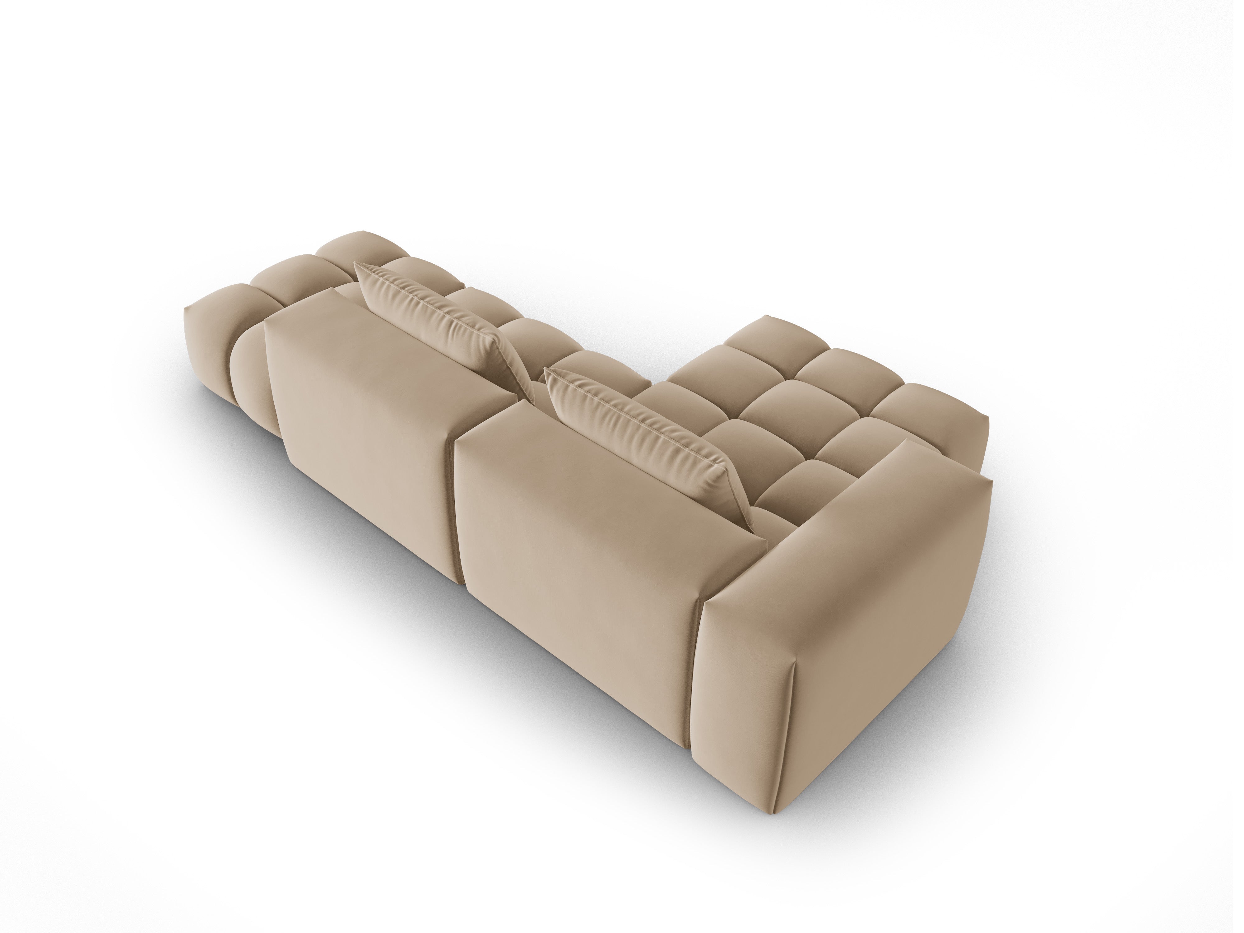 4-sitziges offenes Samt-Ecksofa linksseitig VERONA sandfarben