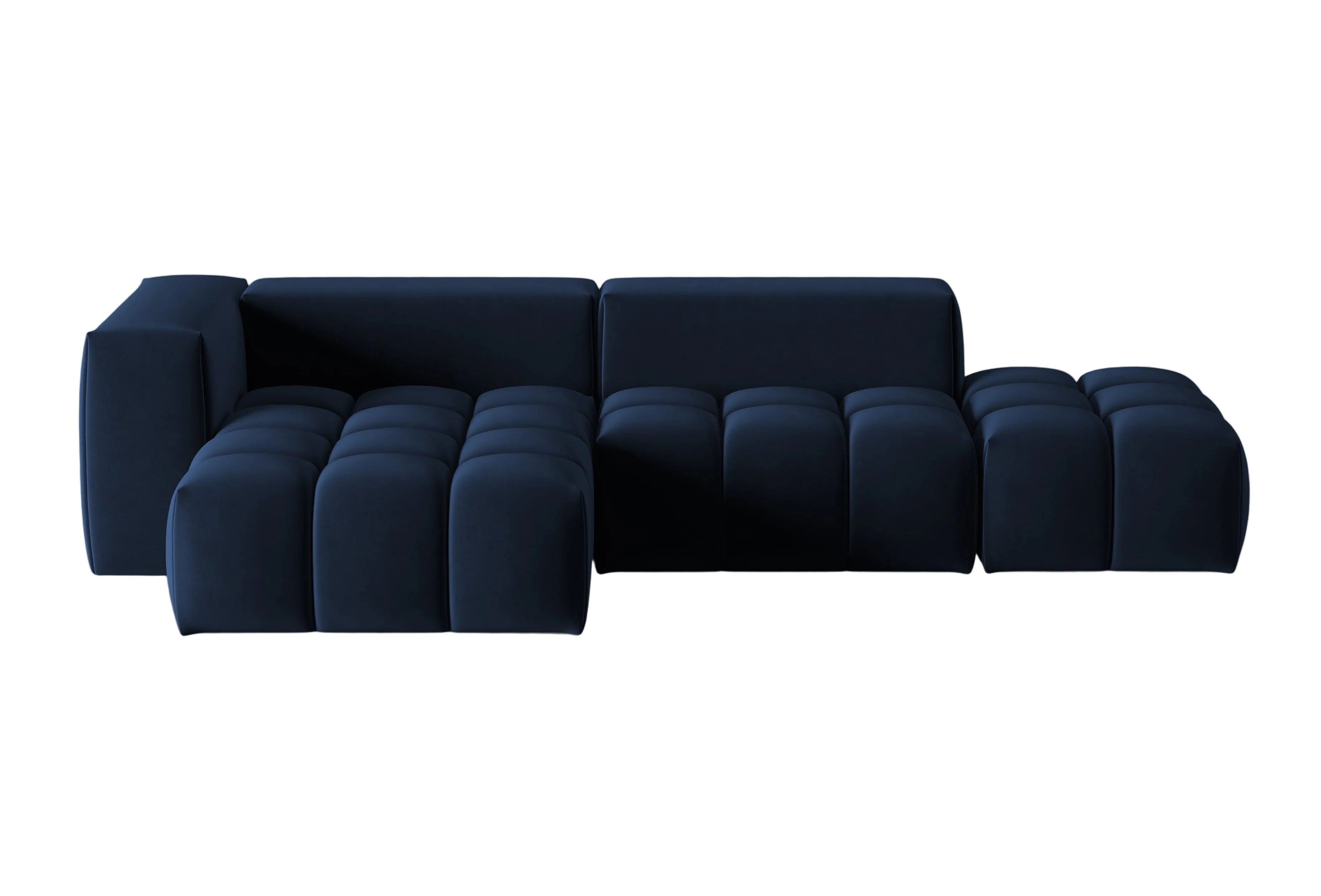 Open left-facing 4-seater velvet corner sofa VERONA royal blue