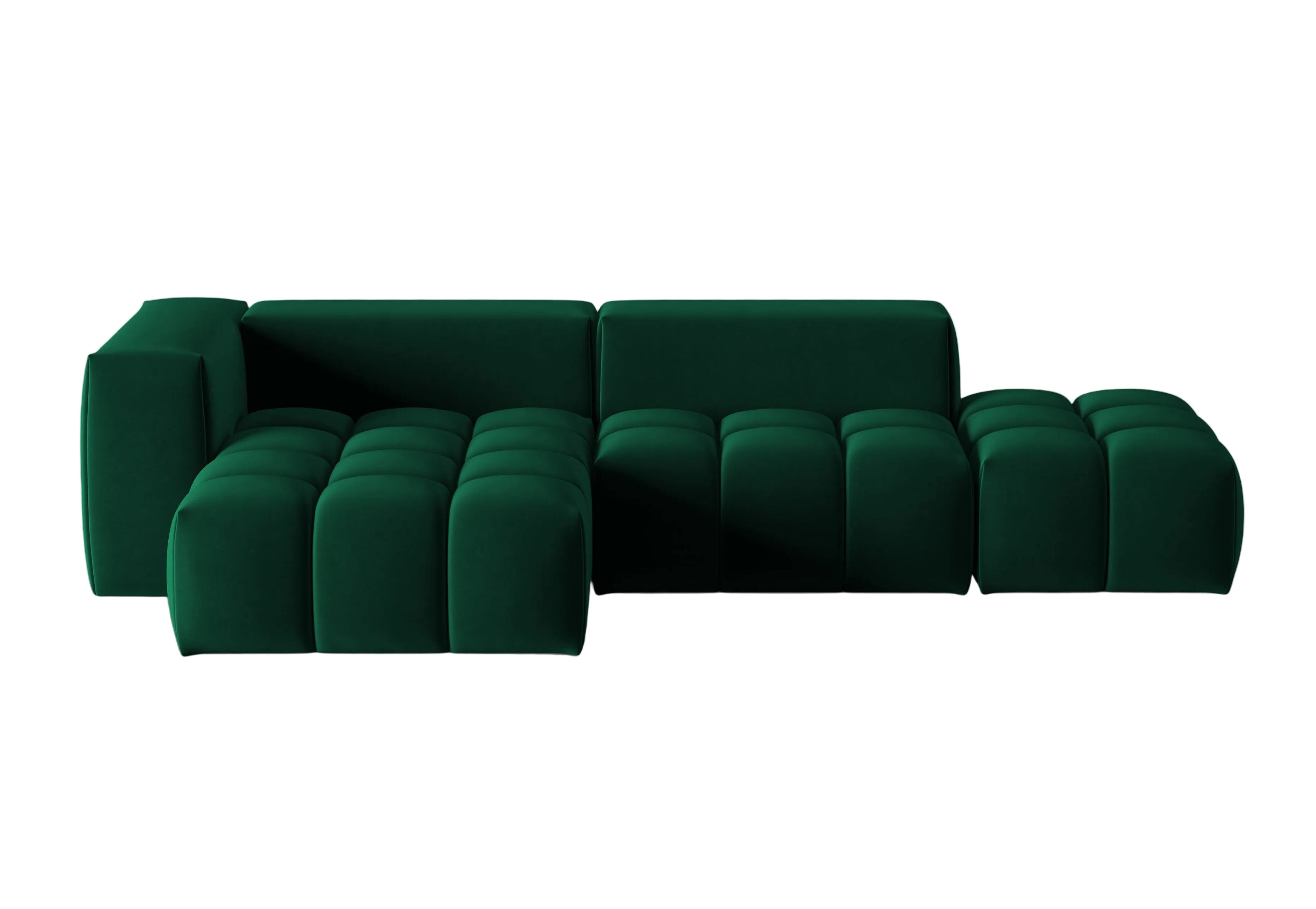 Open left-facing 4-seater velvet corner sofa VERONA bottle green
