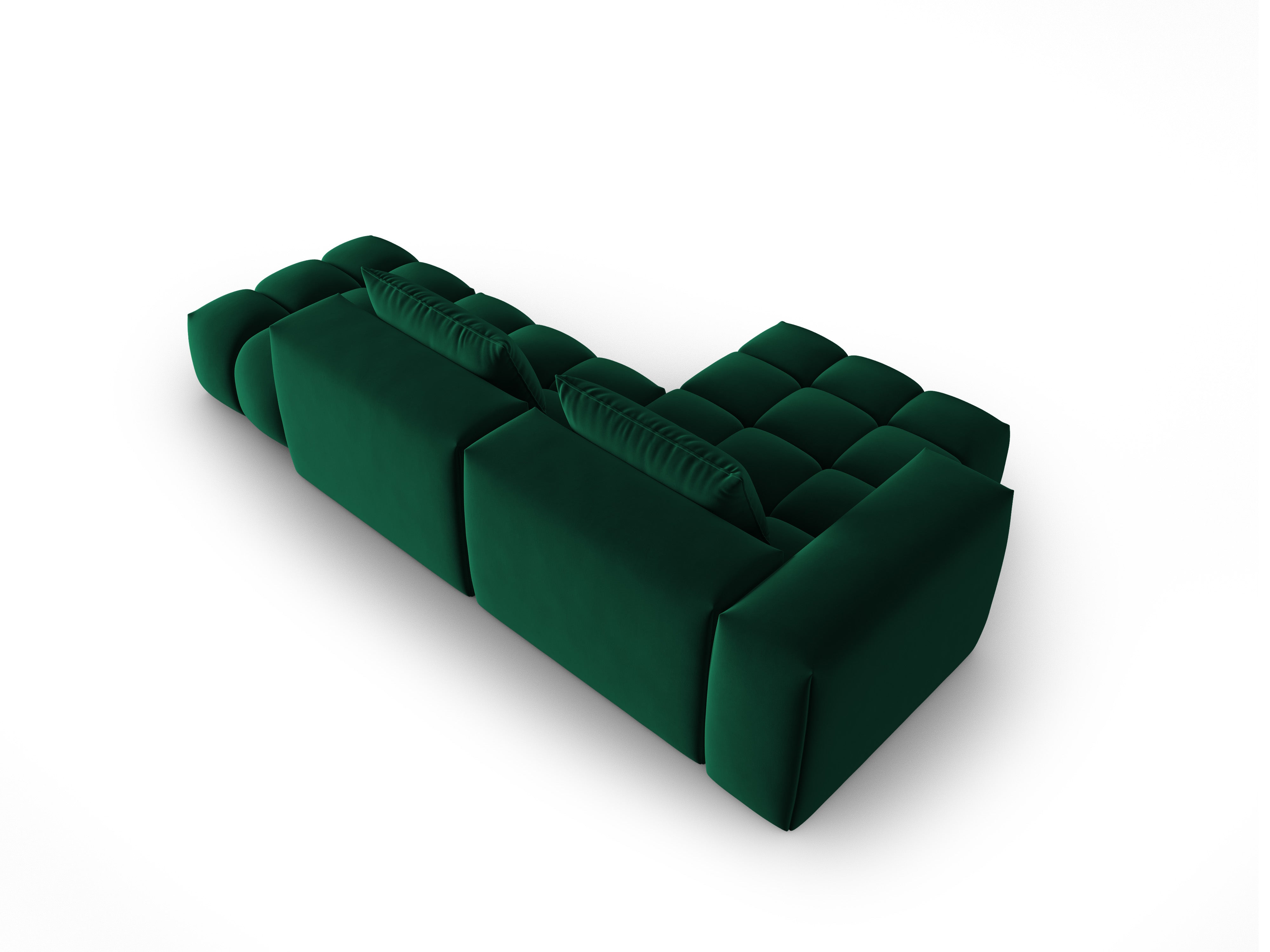 Open left-facing 4-seater velvet corner sofa VERONA bottle green