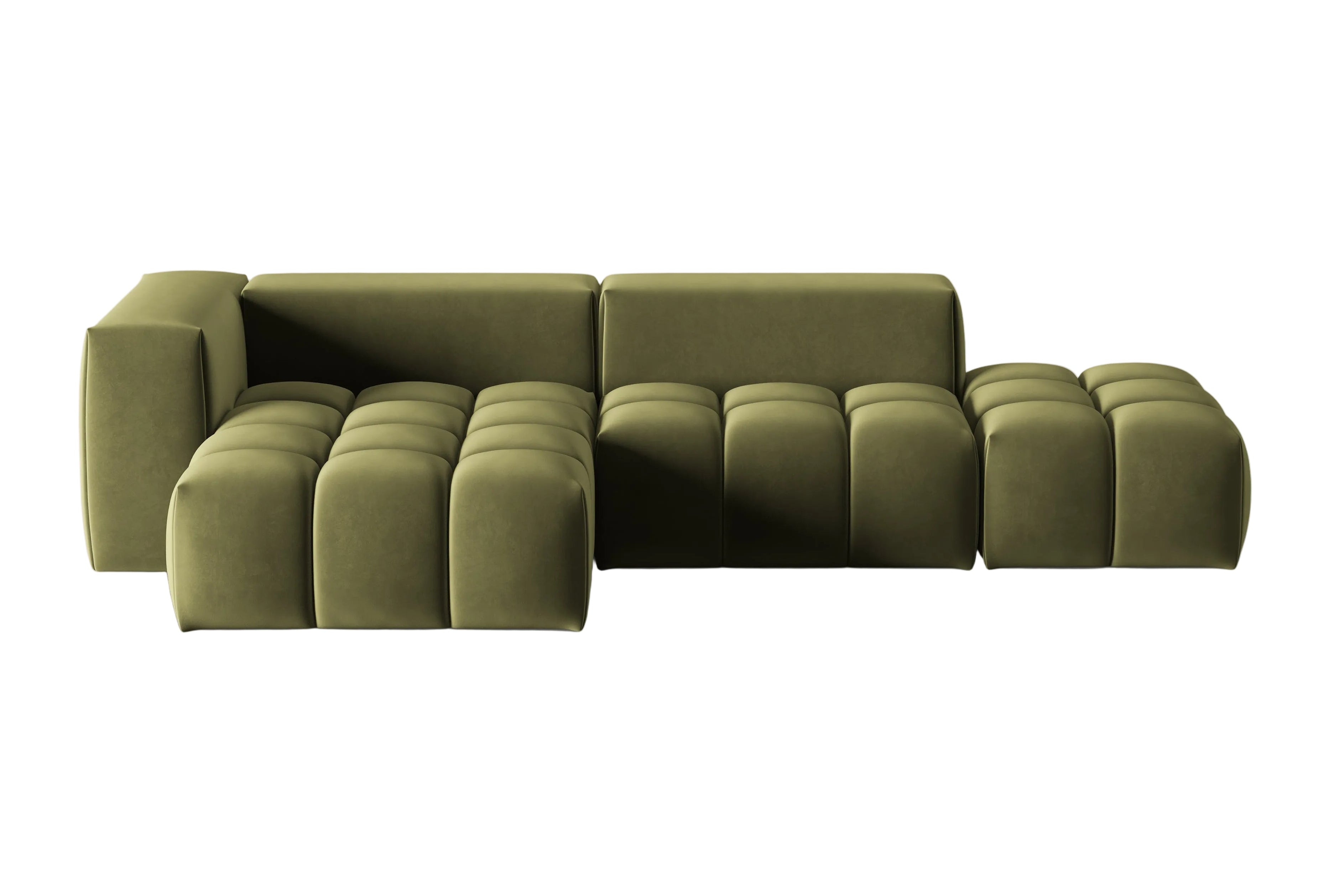 Open left-facing 4-seater velvet corner sofa VERONA light green