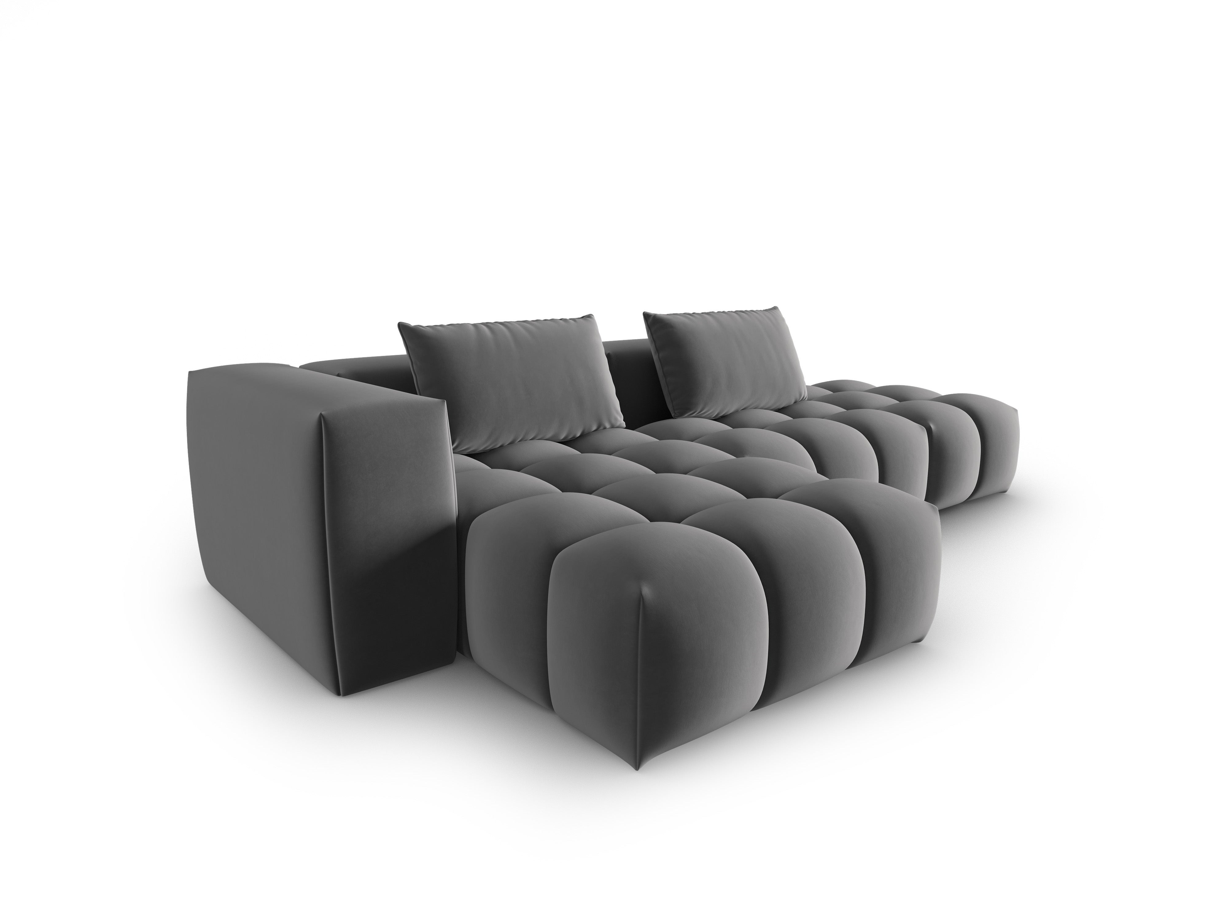 4-sitziges offenes Samt-Ecksofa linksseitig VERONA grau