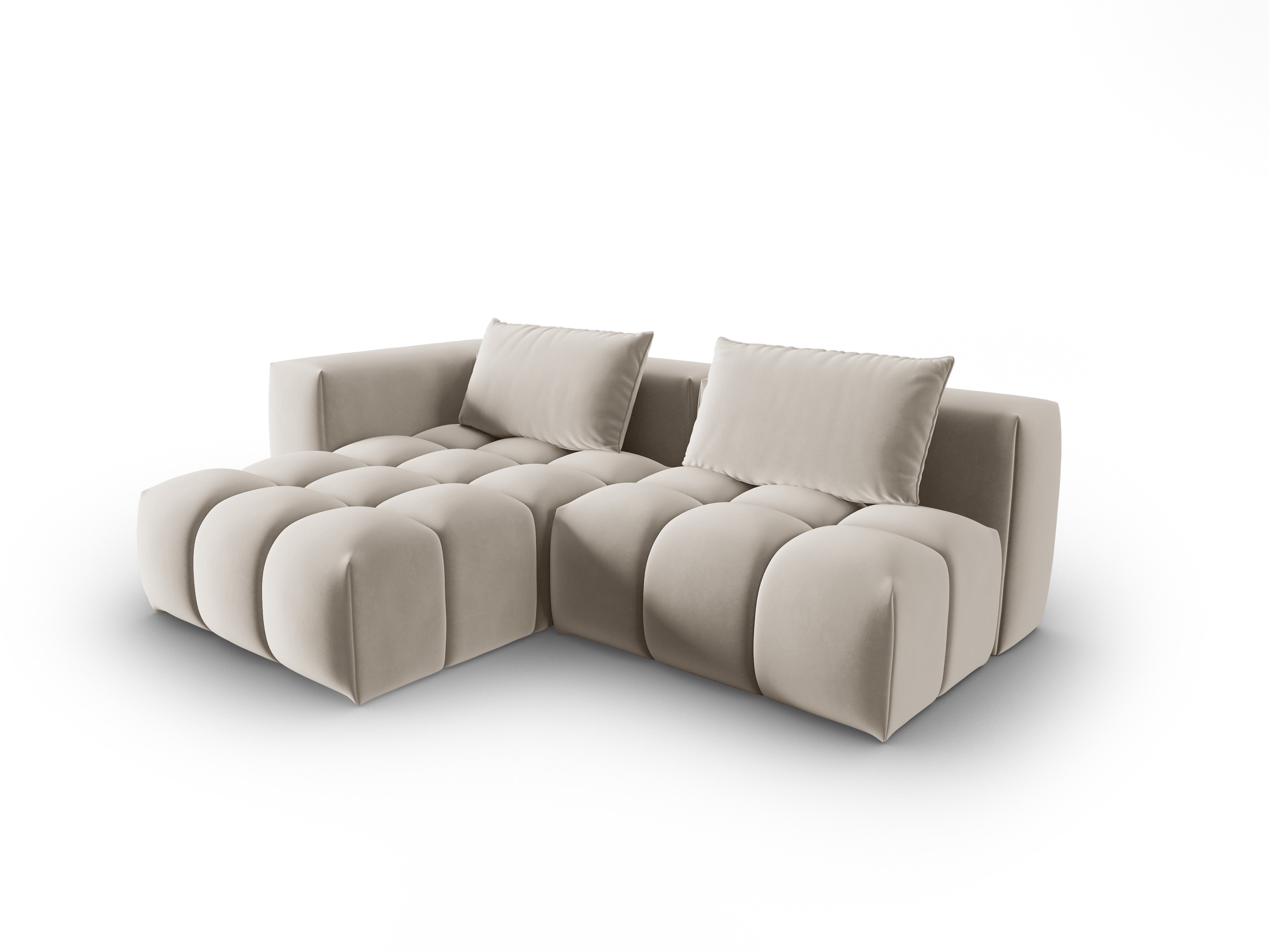 Samt-Ecksofa 3-sitzig links offen VERONA ecru