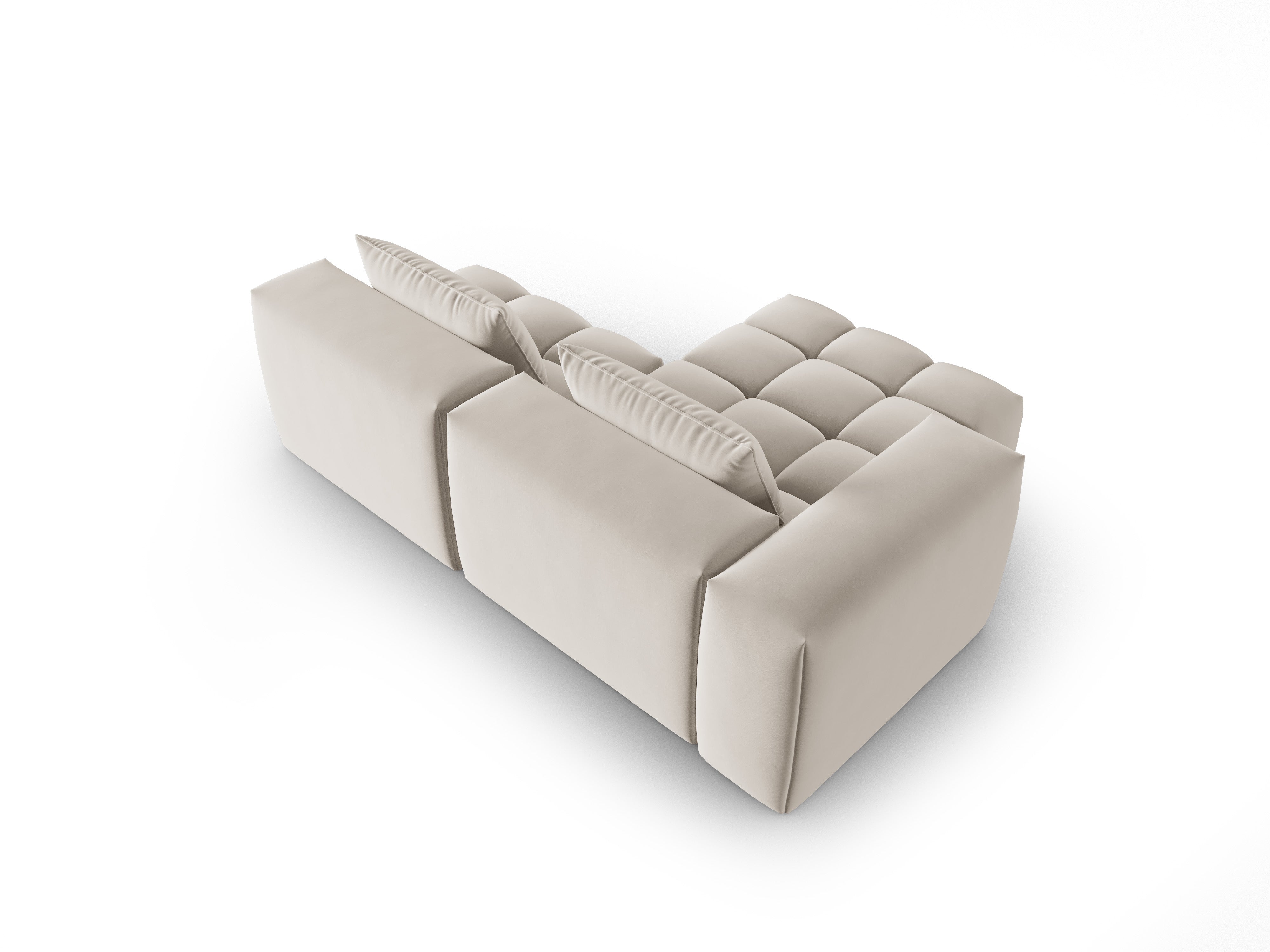 Samt-Ecksofa 3-sitzig links offen VERONA ecru
