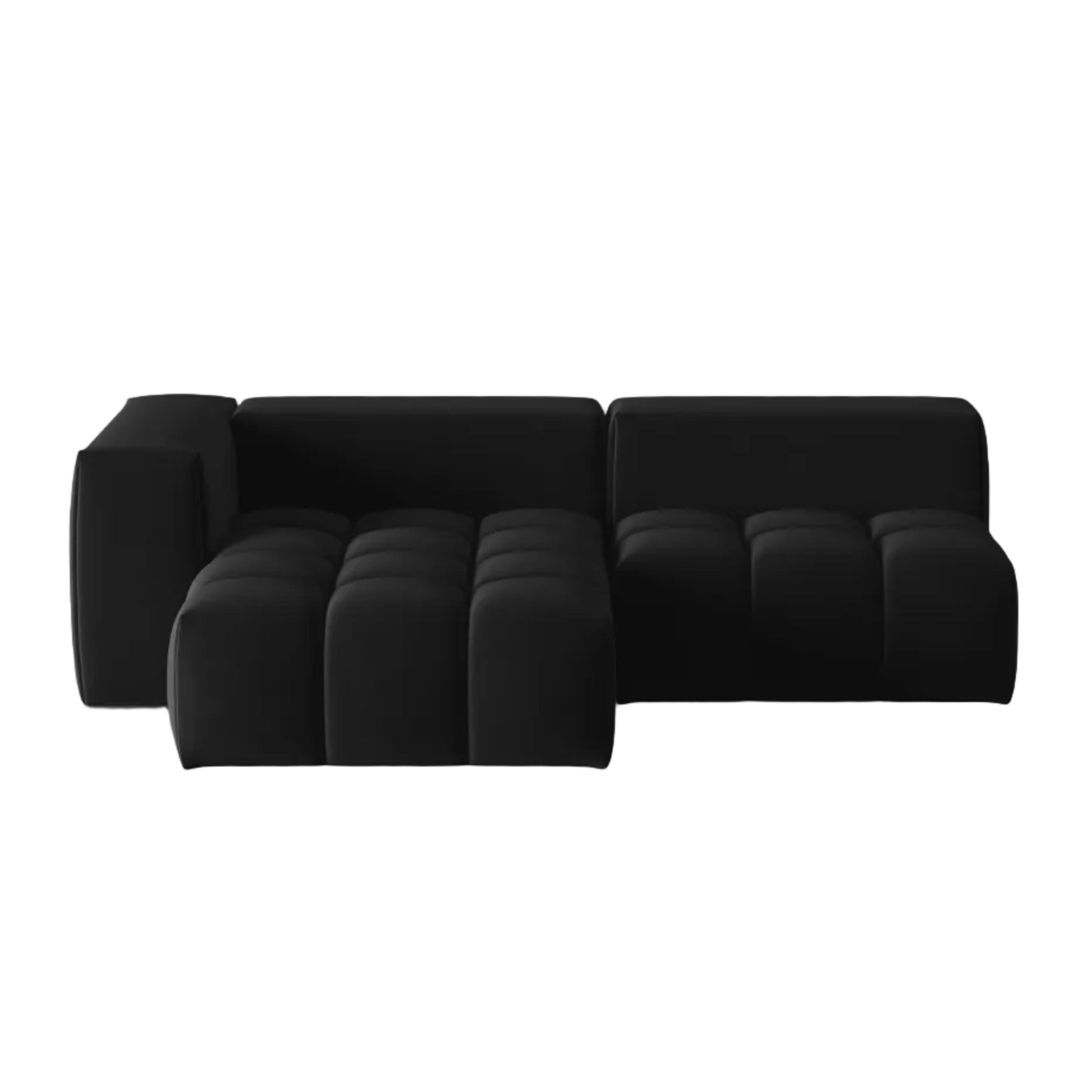 Black Velvet 3-Seater Left-Open Corner Sofa VERONA