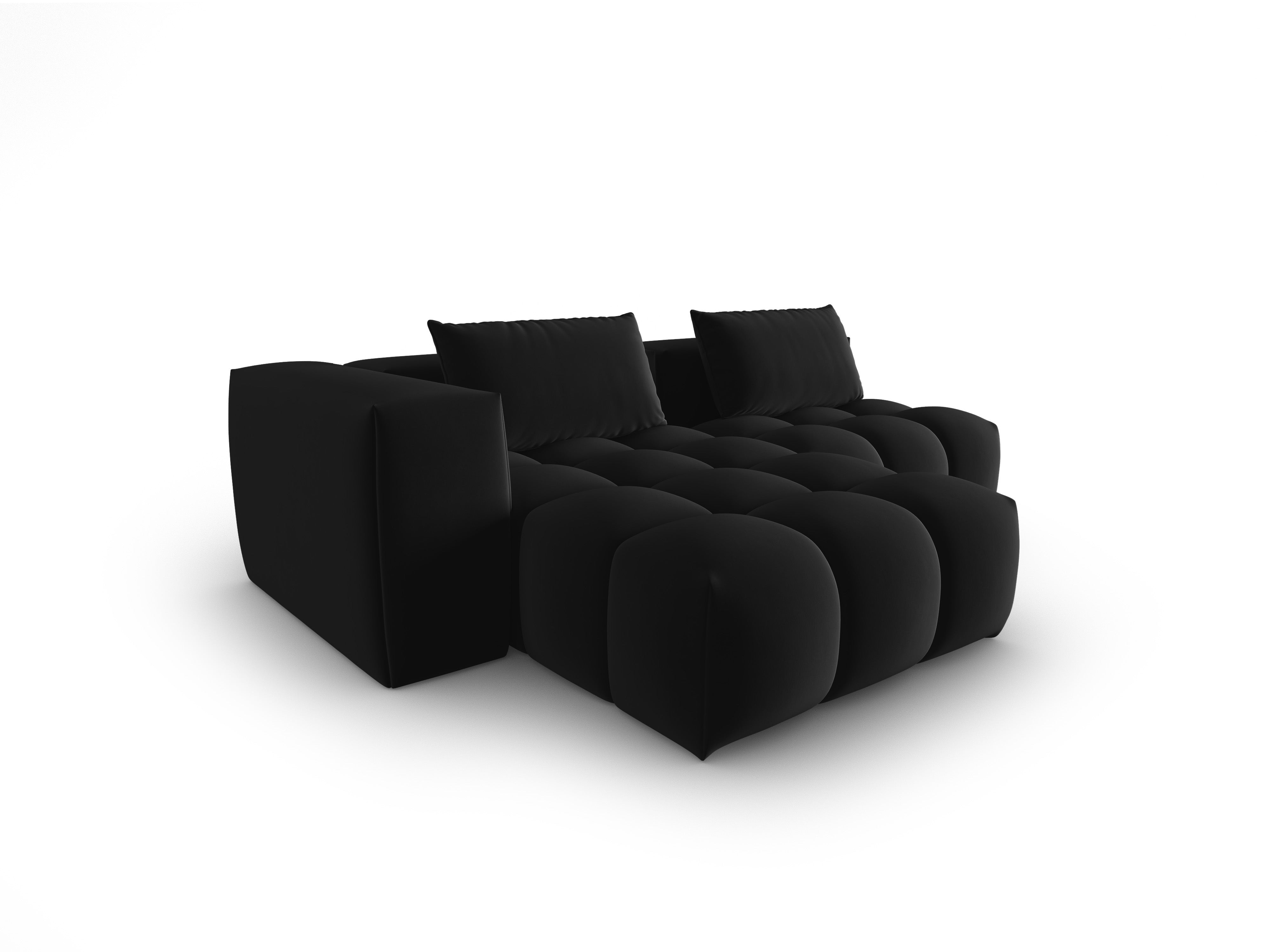 Black Velvet 3-Seater Left-Open Corner Sofa VERONA