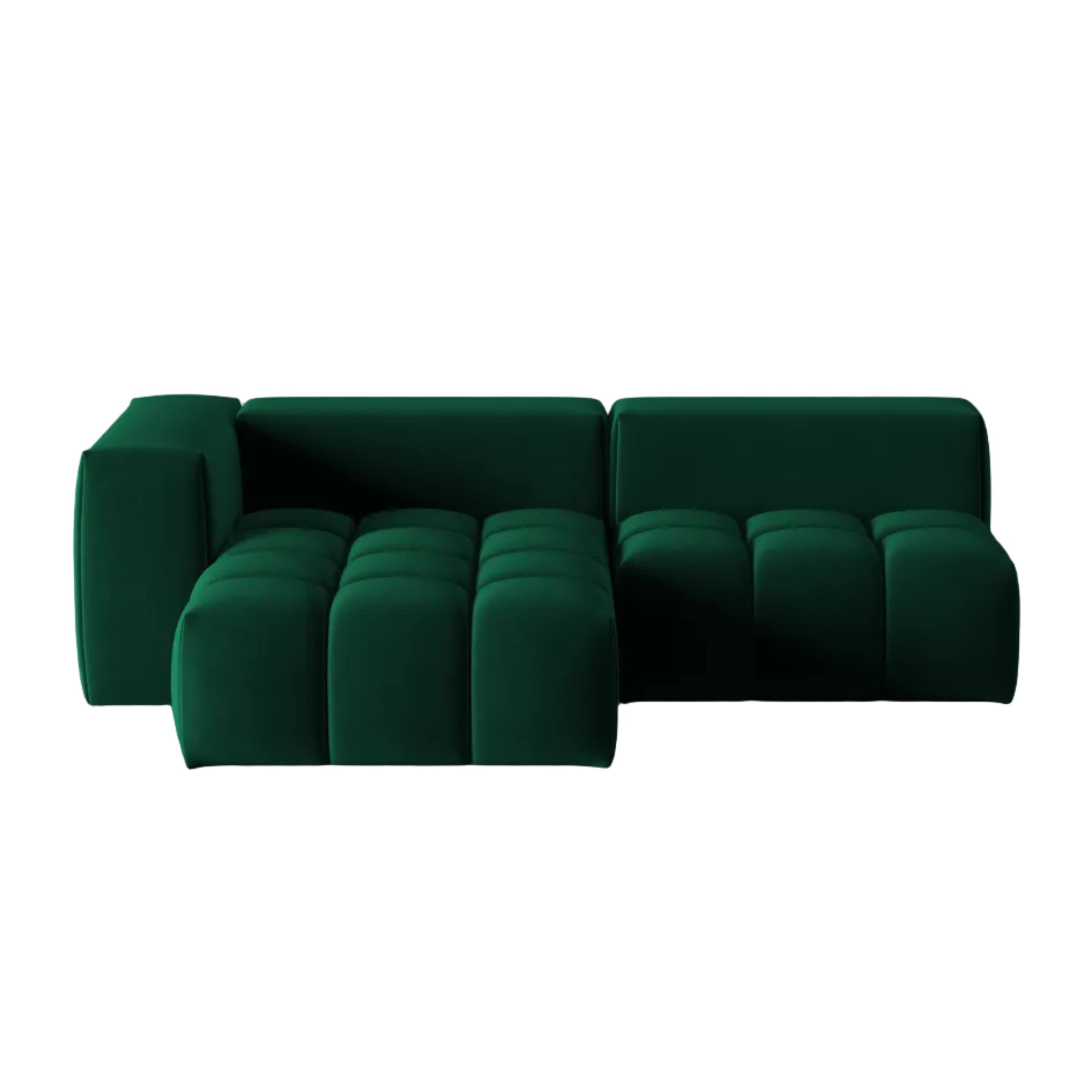 Velvet Corner Sofa 3-Seater Left-Open VERONA Bottle Green