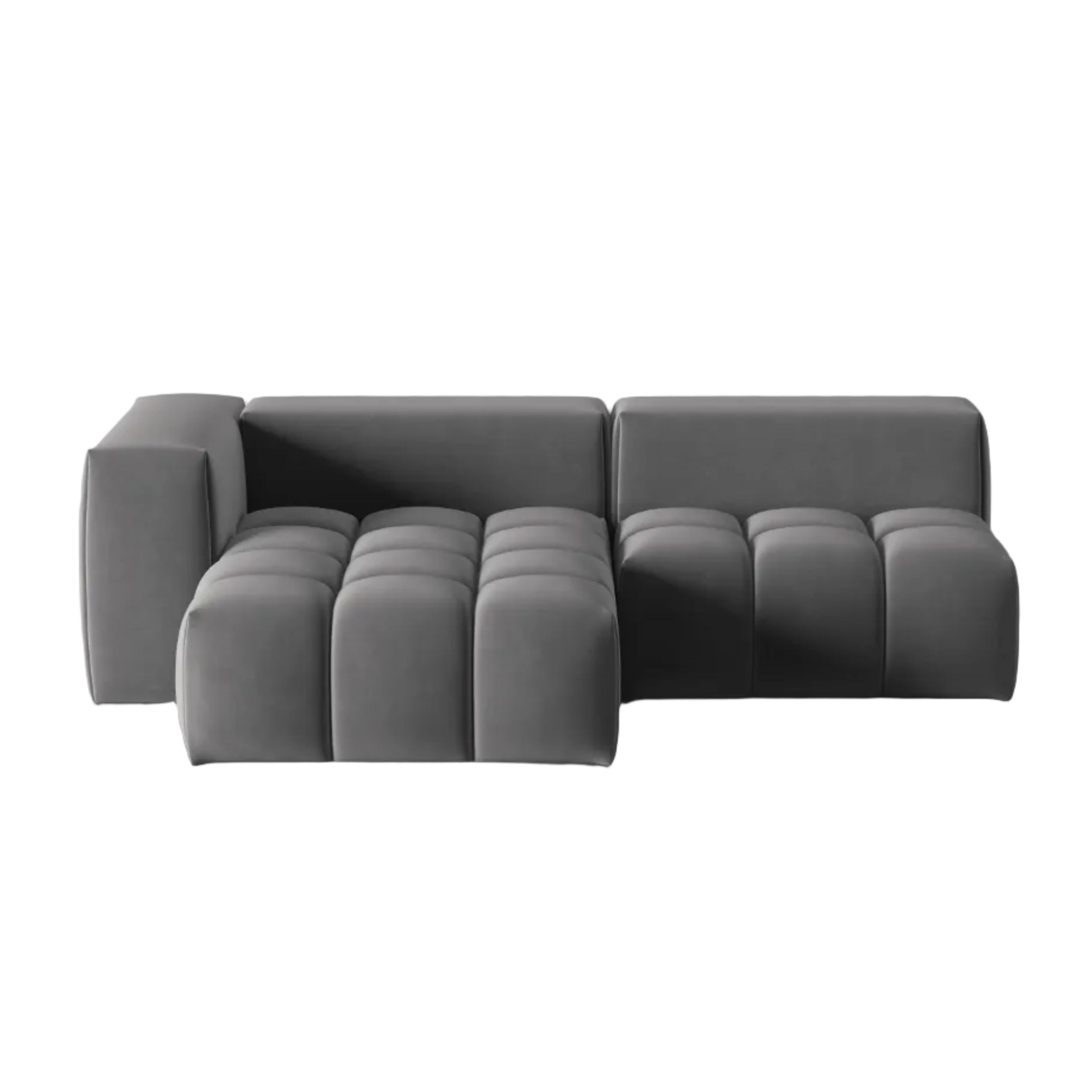 Gray left-facing open 3-seater velvet corner sofa VERONA