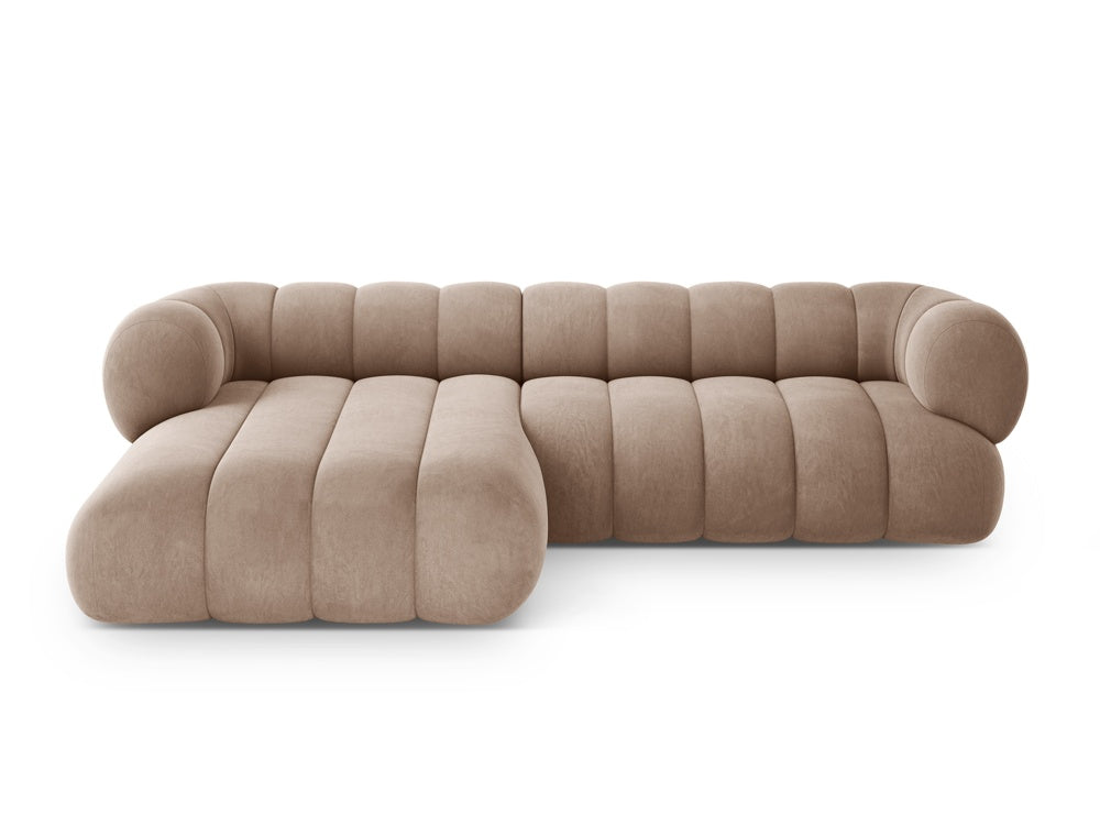 Left-facing velvet corner sofa for 5 people KOGE dark beige
