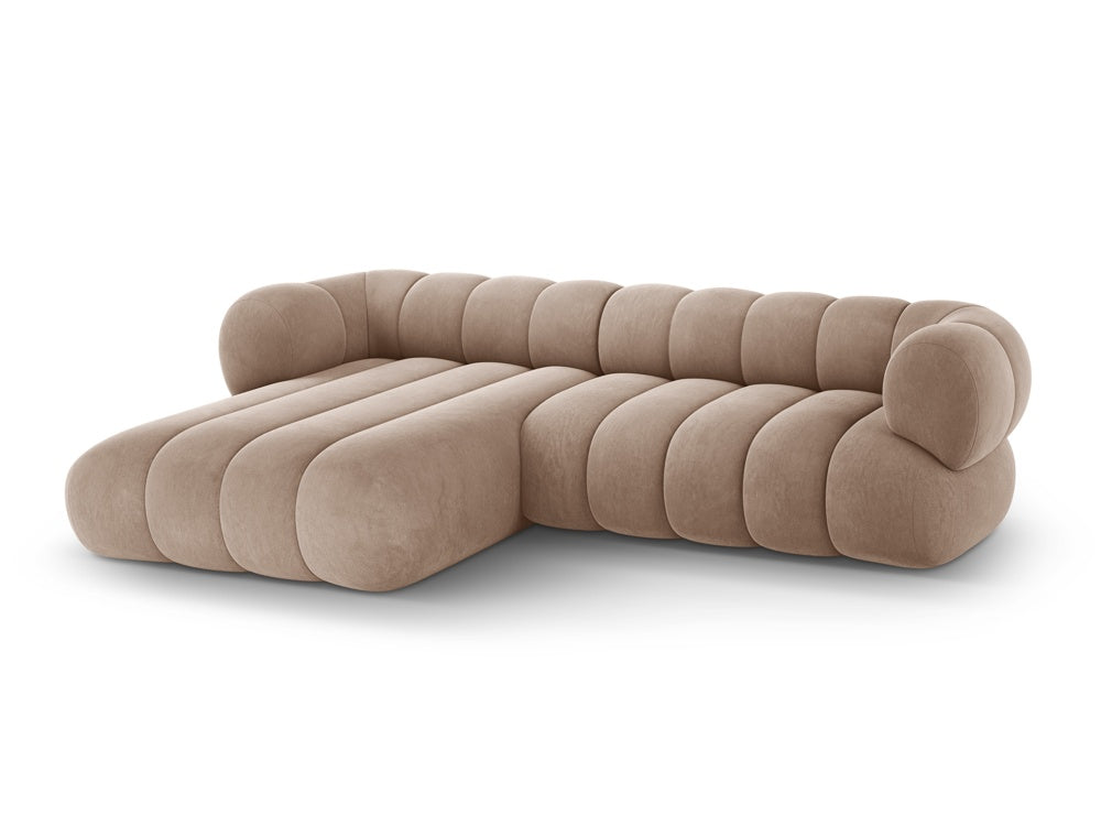 Left-facing velvet corner sofa for 5 people KOGE dark beige