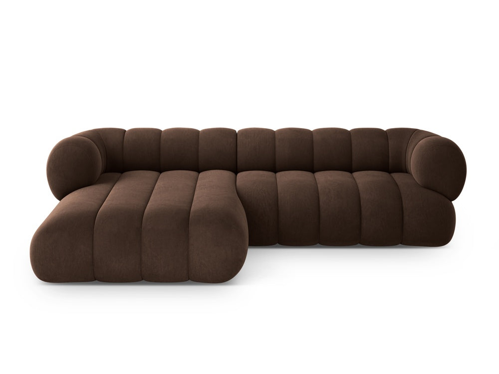 Samt-Ecksofa für 5 Personen links KOGE schokoladenbraun