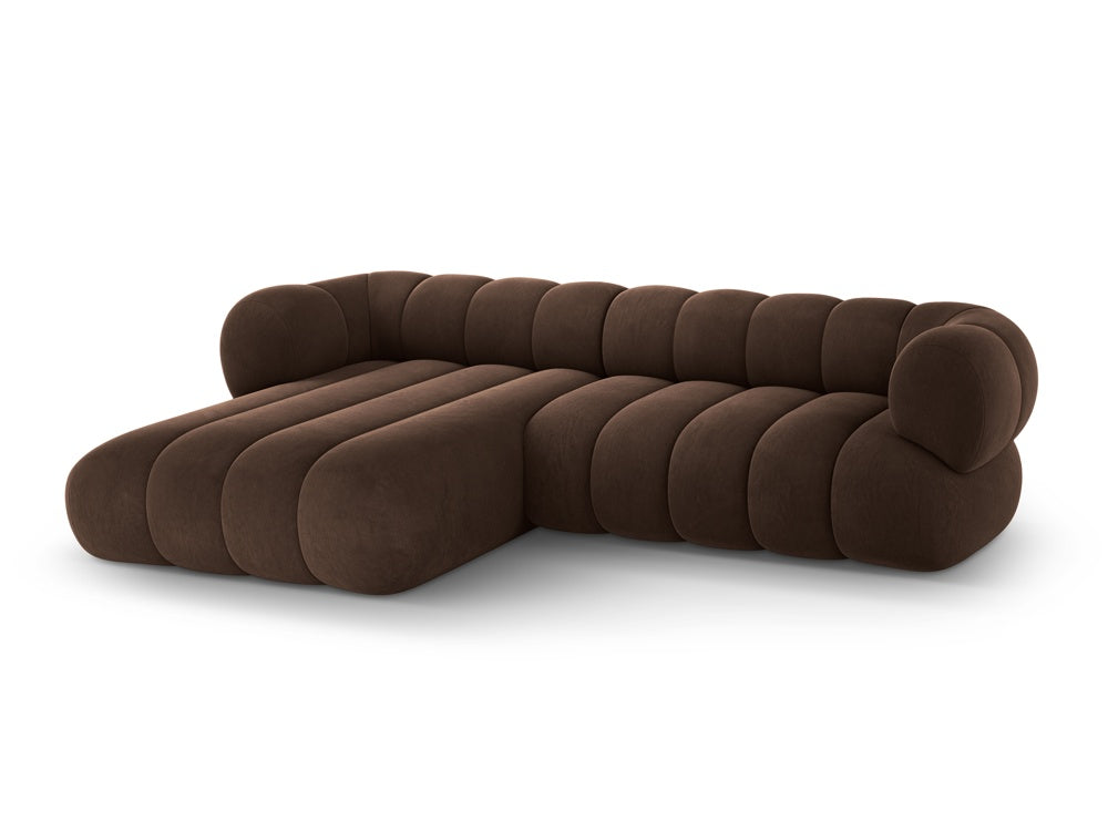 Samt-Ecksofa für 5 Personen links KOGE schokoladenbraun
