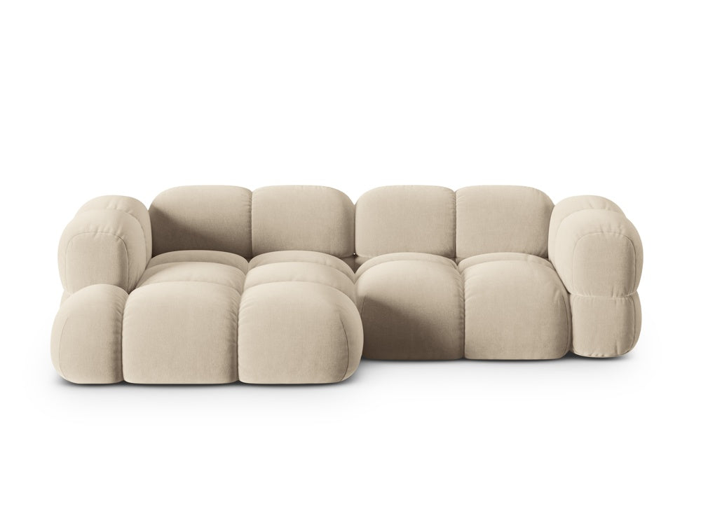 Left-facing 3-seater velvet corner sofa LORETTO beige