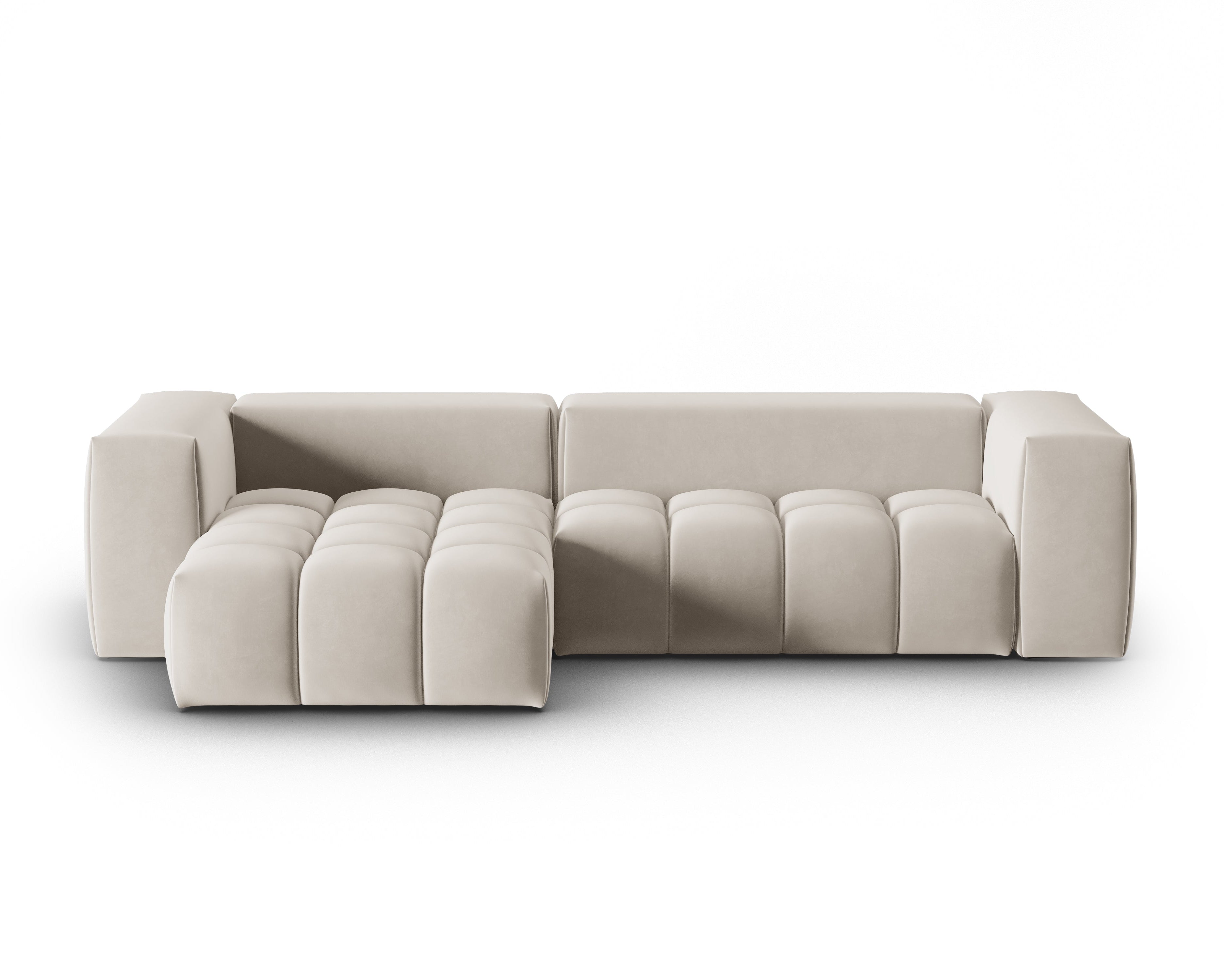 Samt-Ecksofa 3-sitzig links VERONA ecru