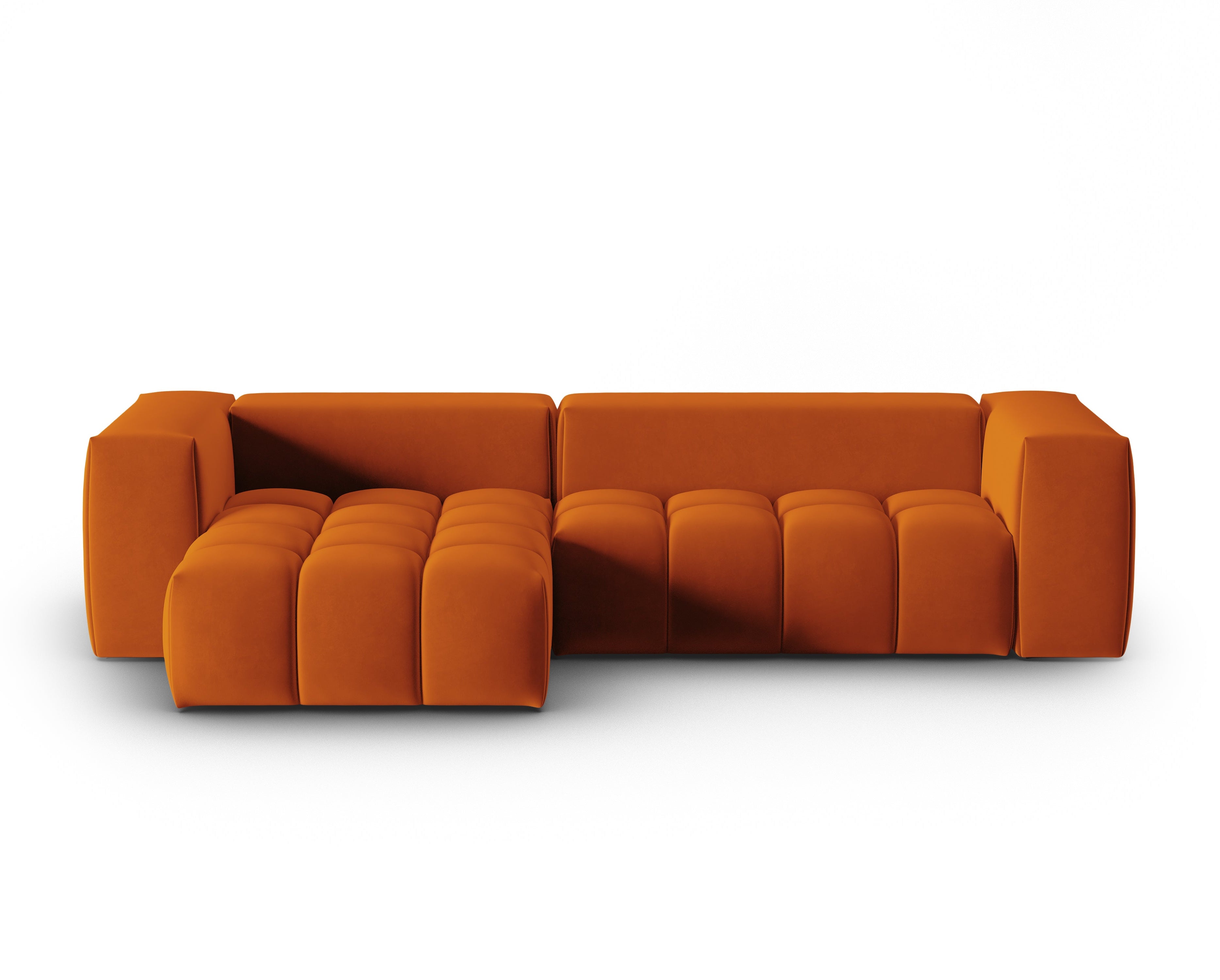 Samt-Ecksofa 3-sitzig links VERONA ziegelrot
