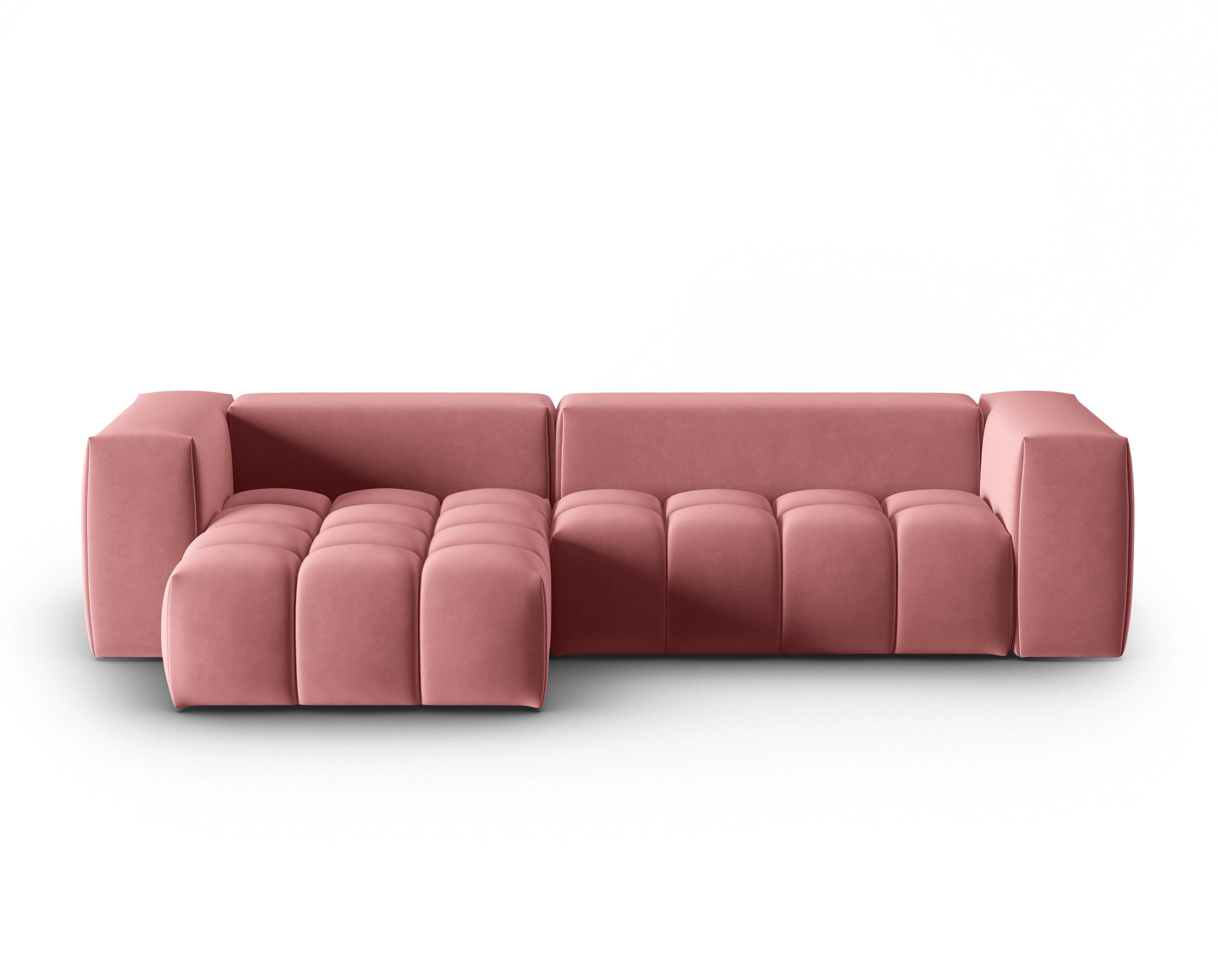 Samt-Ecksofa 3-sitzig links VERONA flamingo rosa