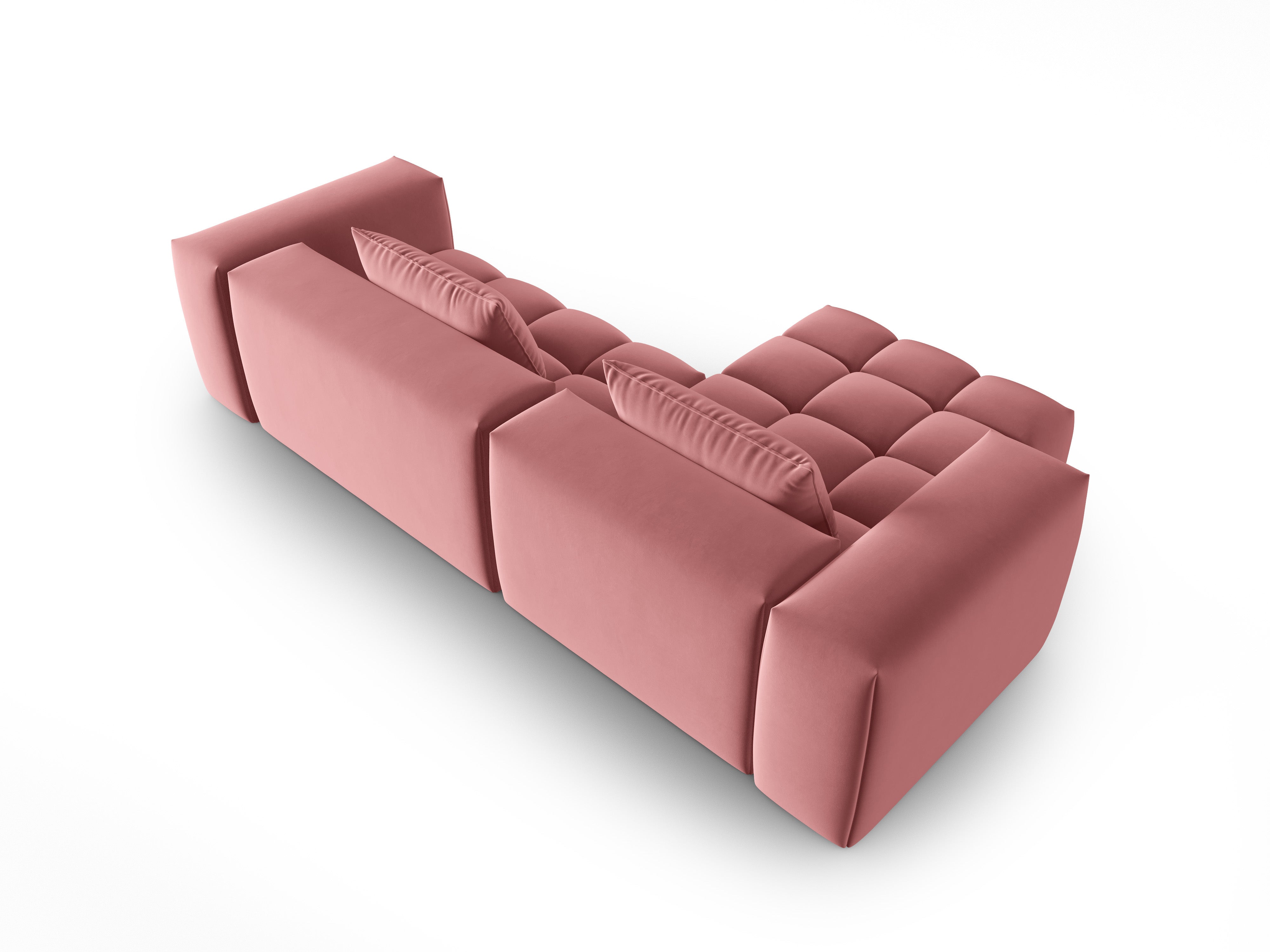 Samt-Ecksofa 3-sitzig links VERONA flamingo rosa