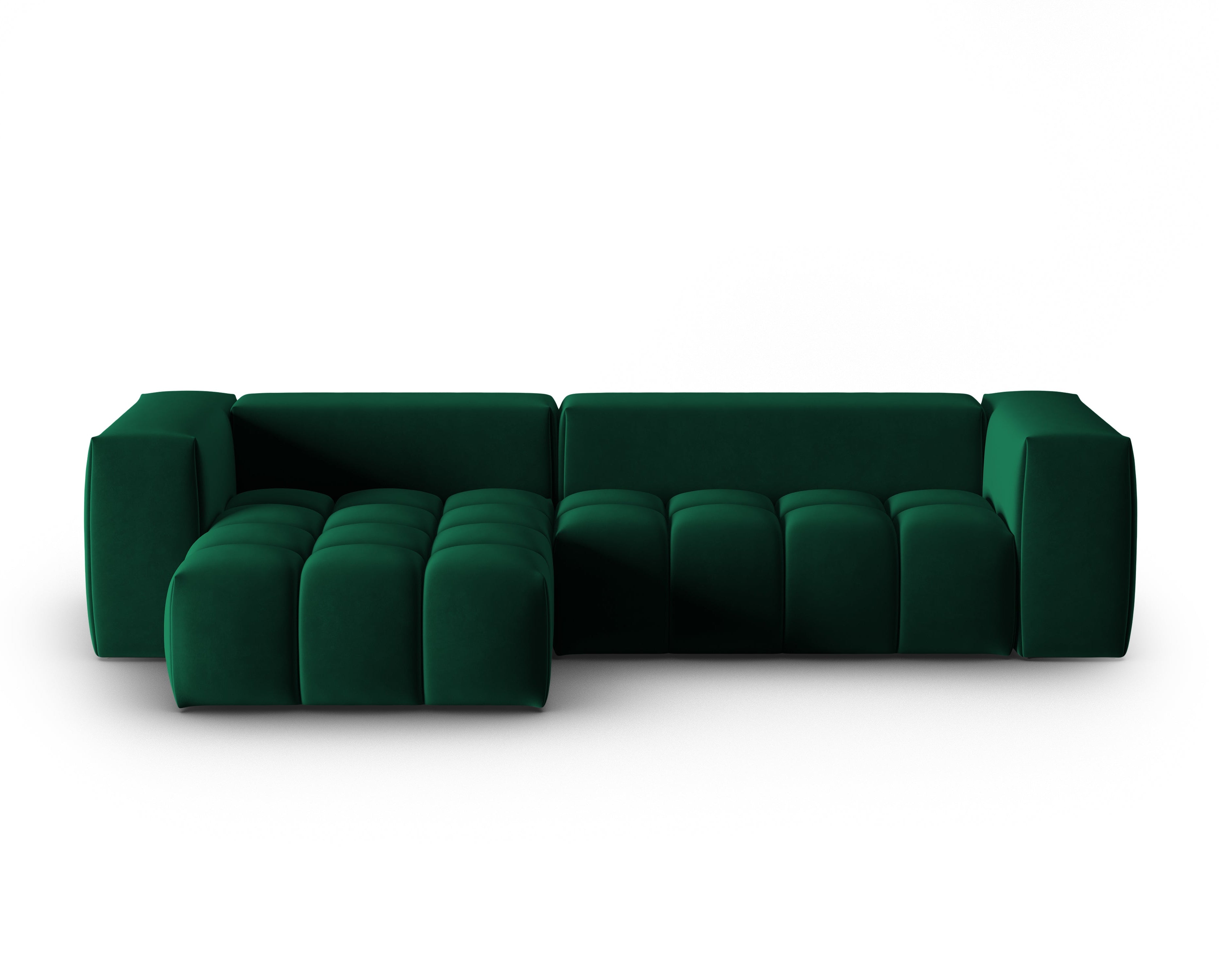 Velvet Corner Sofa for 3 People Left Side VERONA Bottle Green